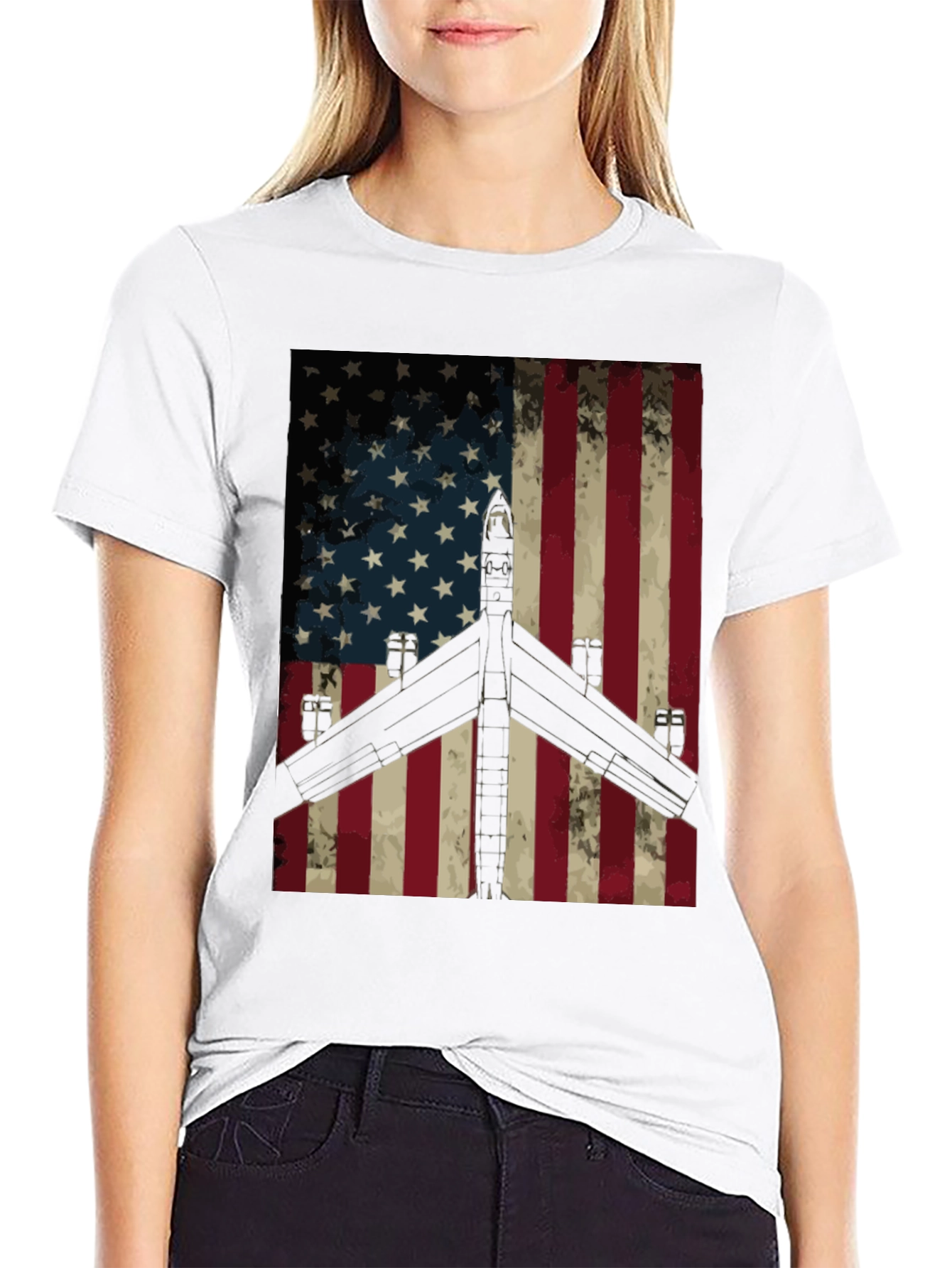 American Flag Plane T-Shirt - Patriotic Design