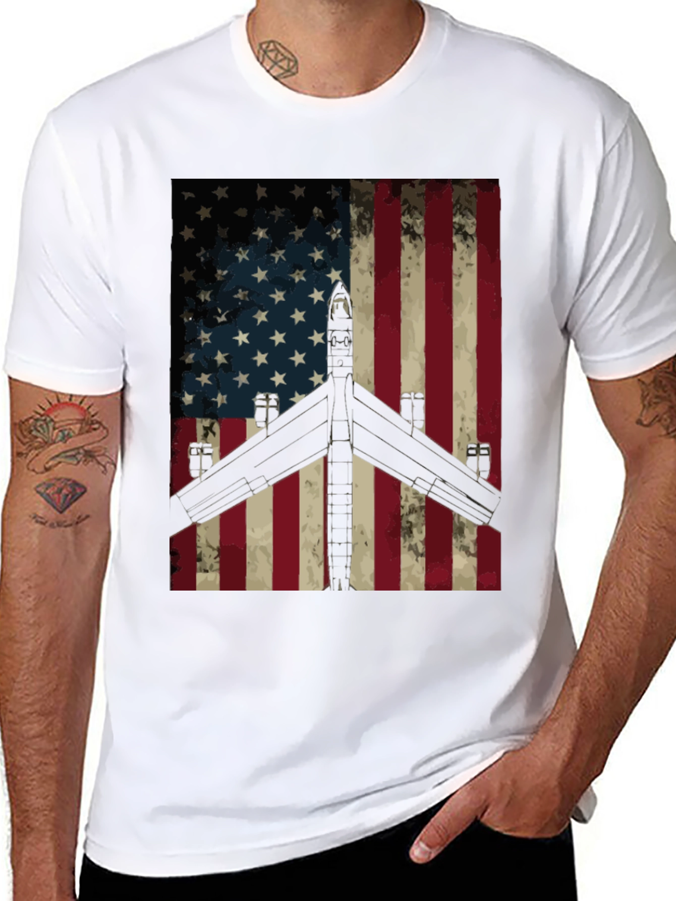 American Flag Plane T-Shirt - Patriotic Design