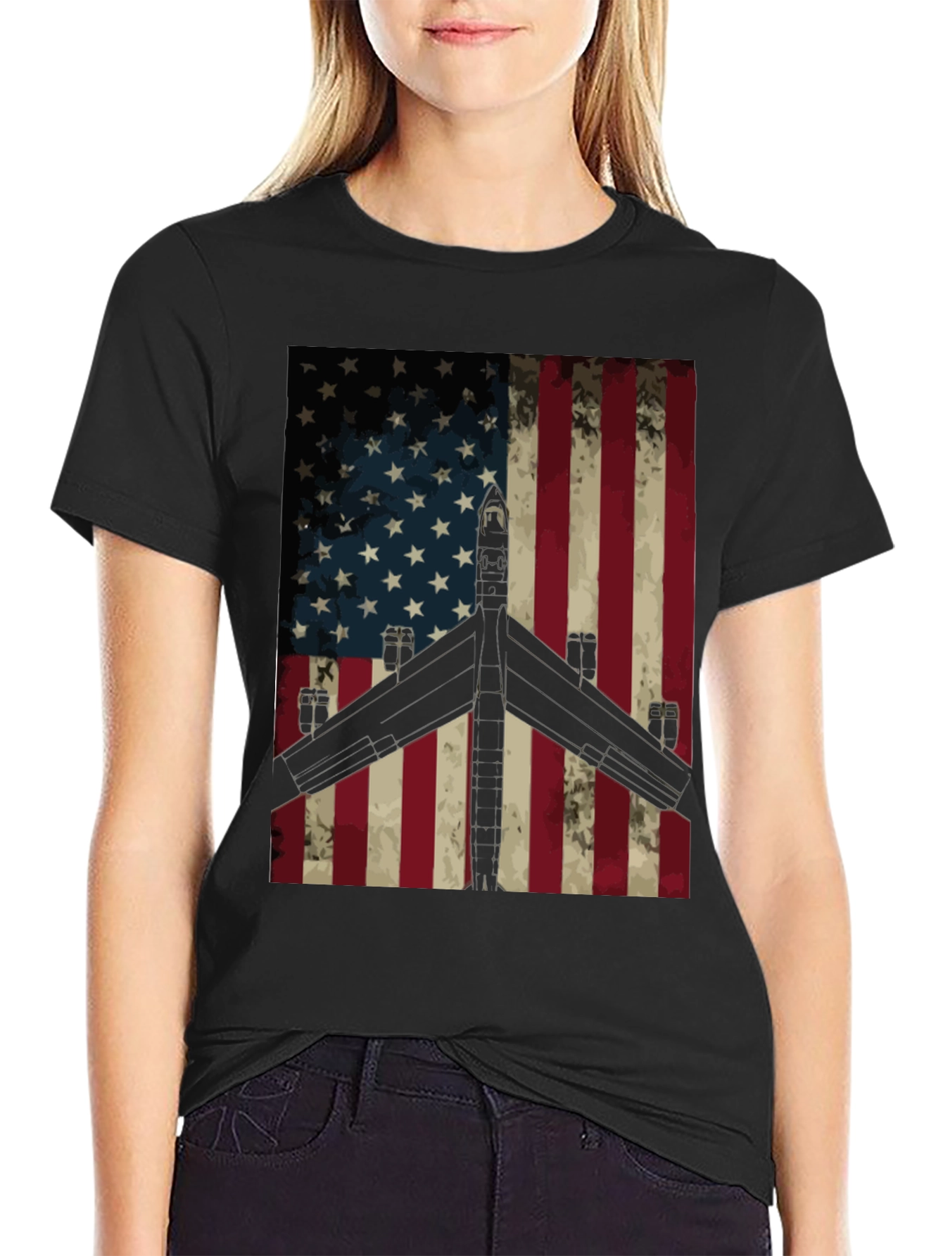 American Flag Plane T-Shirt - Patriotic Design