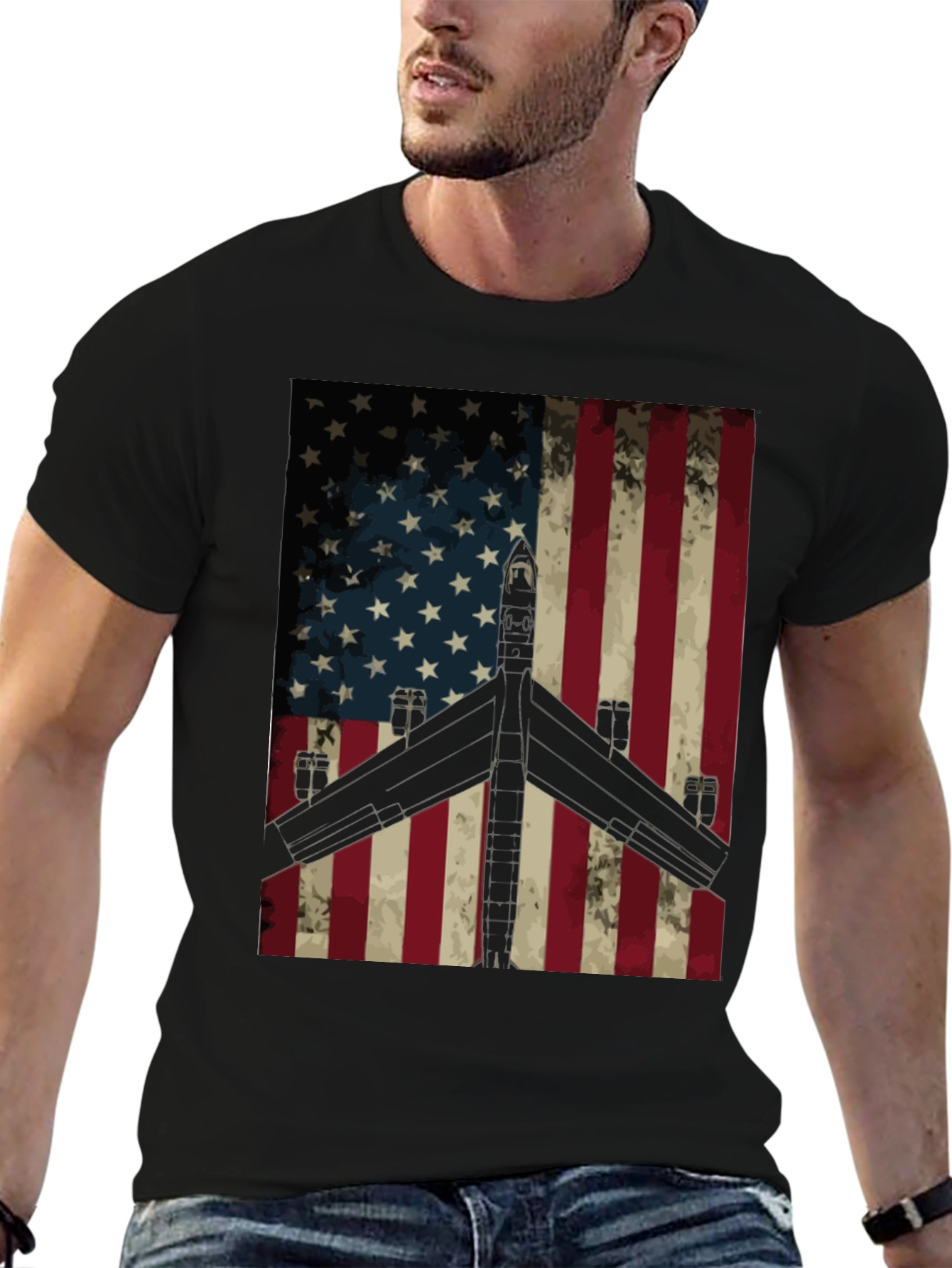American Flag Plane T-Shirt - Patriotic Design
