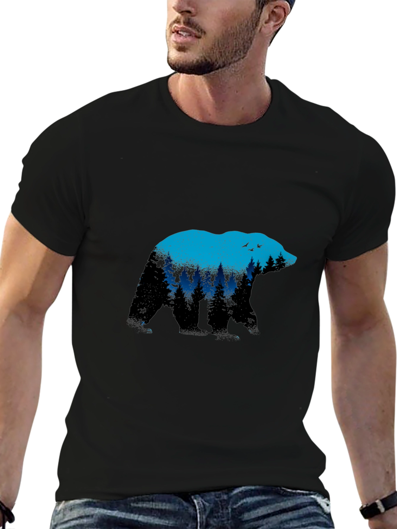 Bear Silhouette Nature Graphic T-Shirt