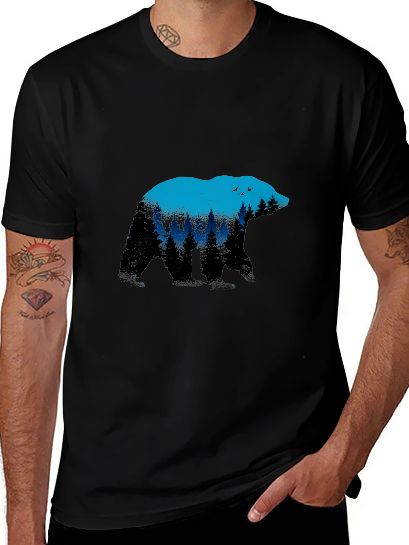 Bear Silhouette Nature Graphic T-Shirt