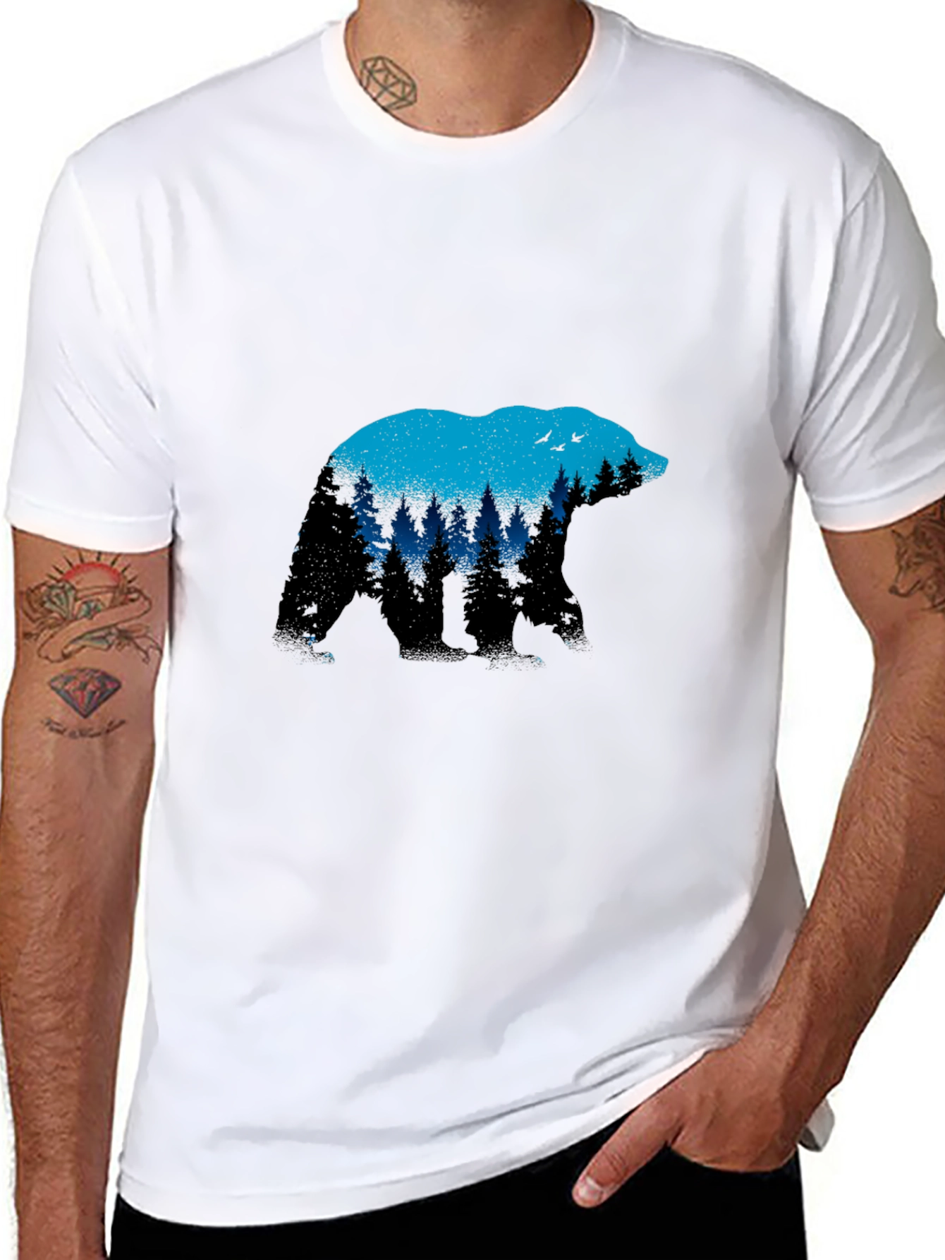 Bear Silhouette Nature Graphic T-Shirt