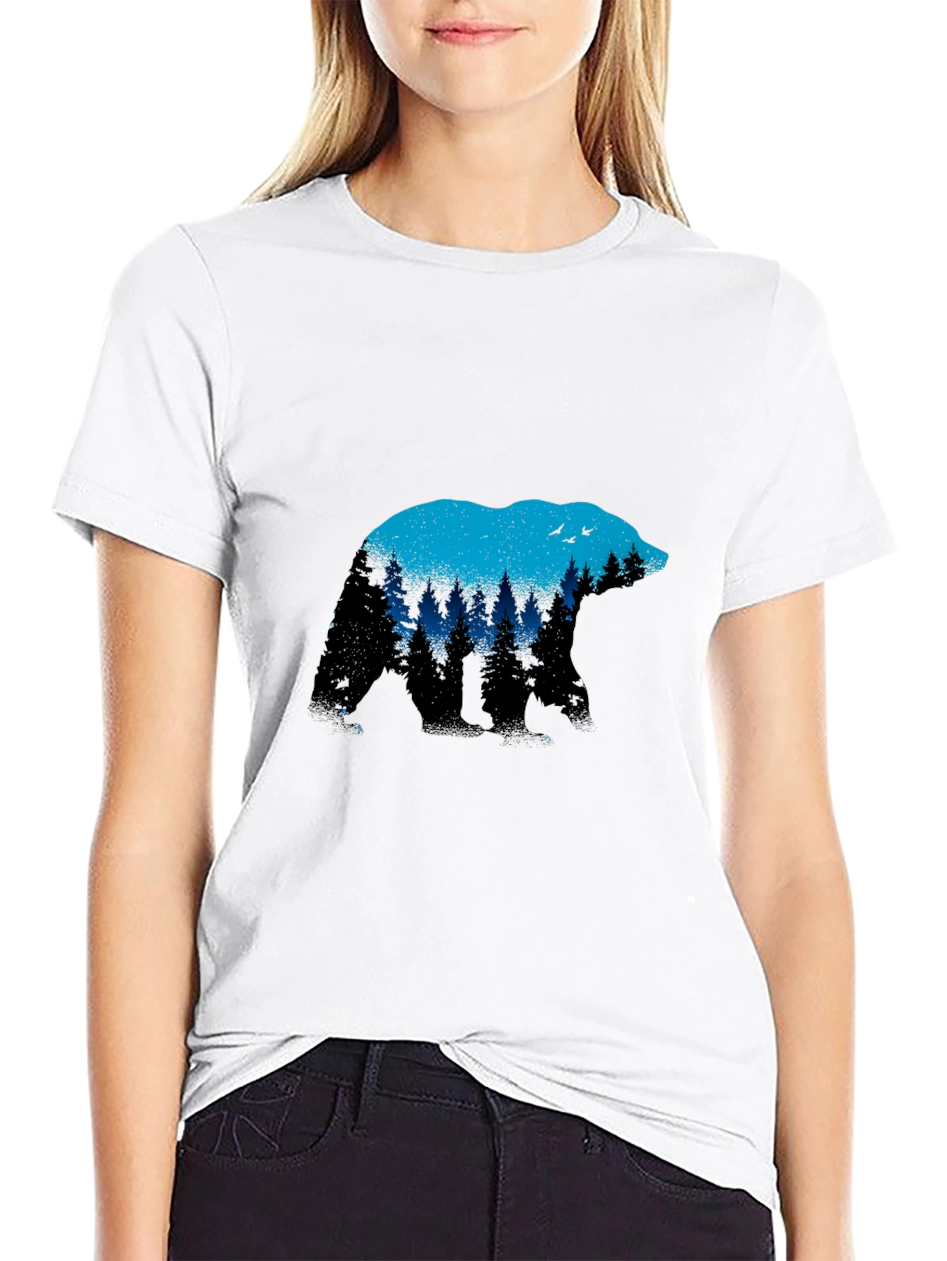 Bear Silhouette Nature Graphic T-Shirt