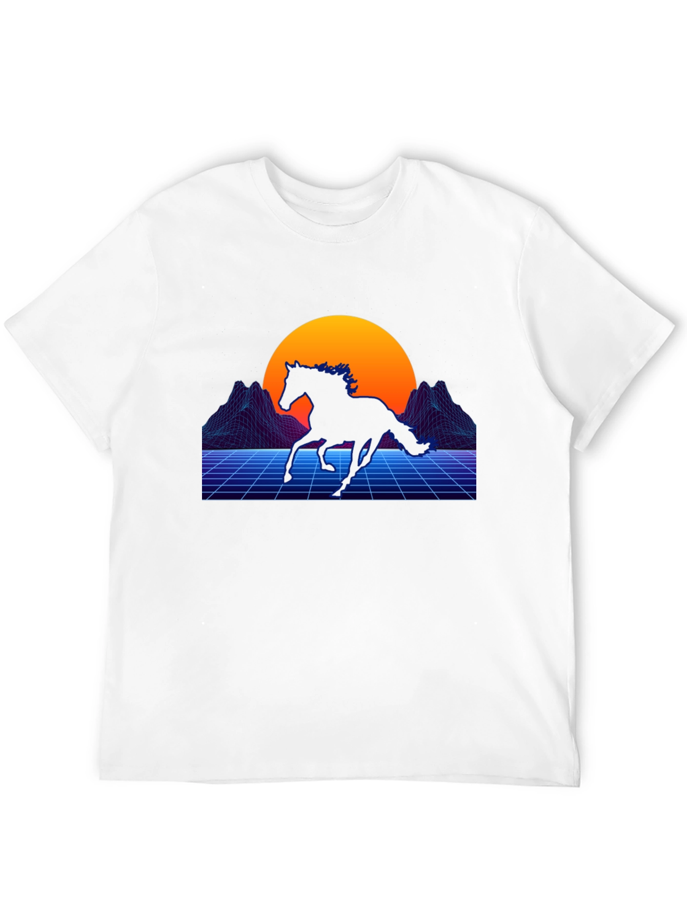 Retro Horse Graphic Tee - Black Cotton Blend