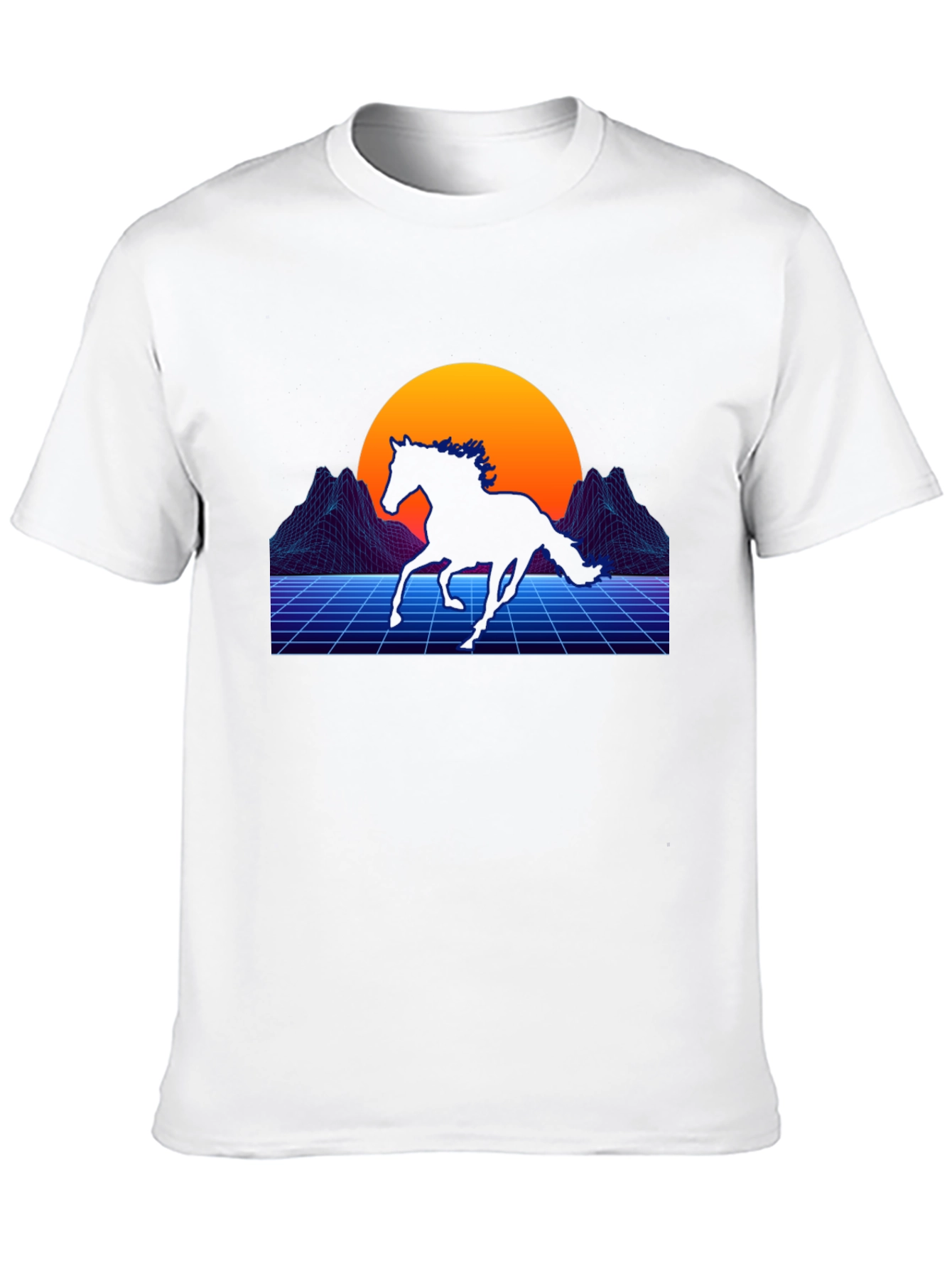 Retro Horse Graphic Tee - Black Cotton Blend