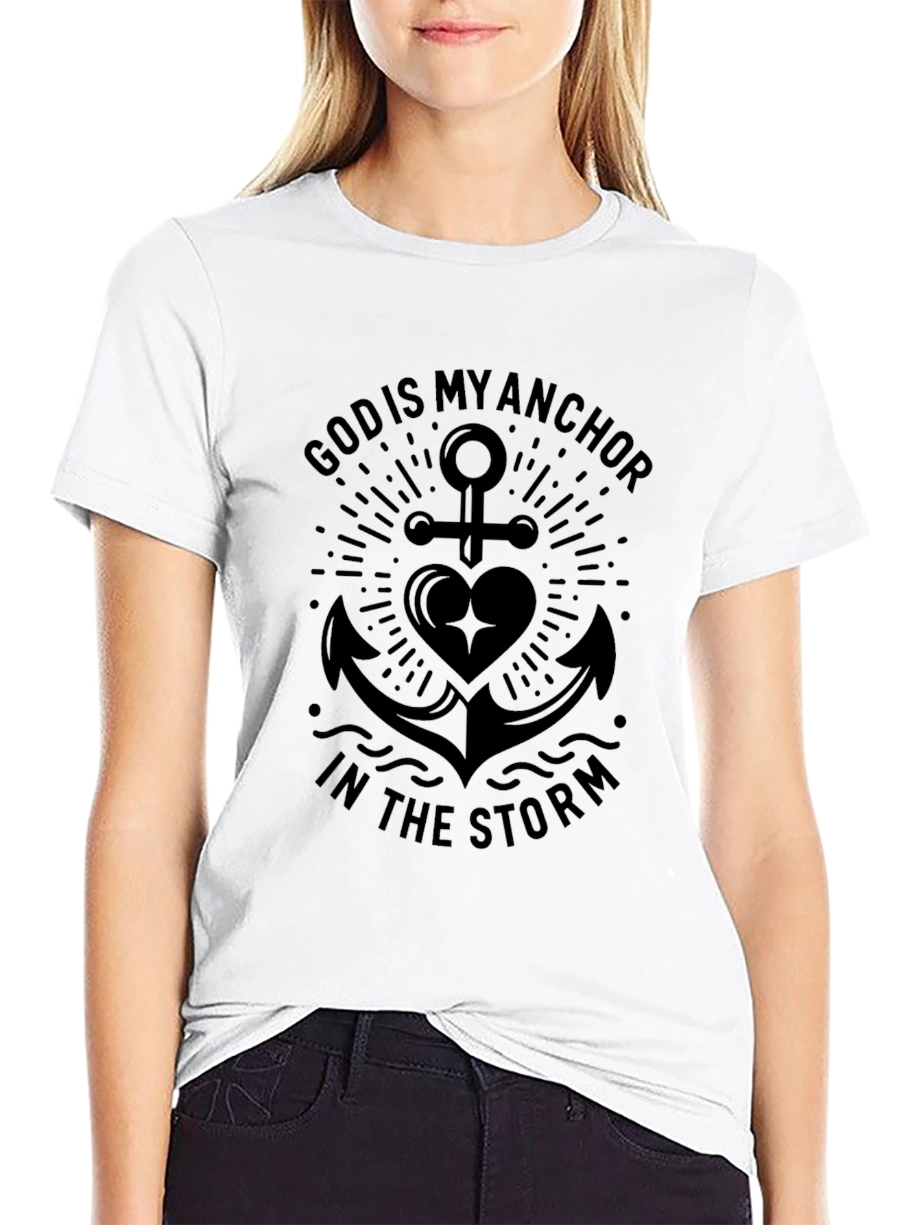 God is My Anchor Graphic Tee - Black