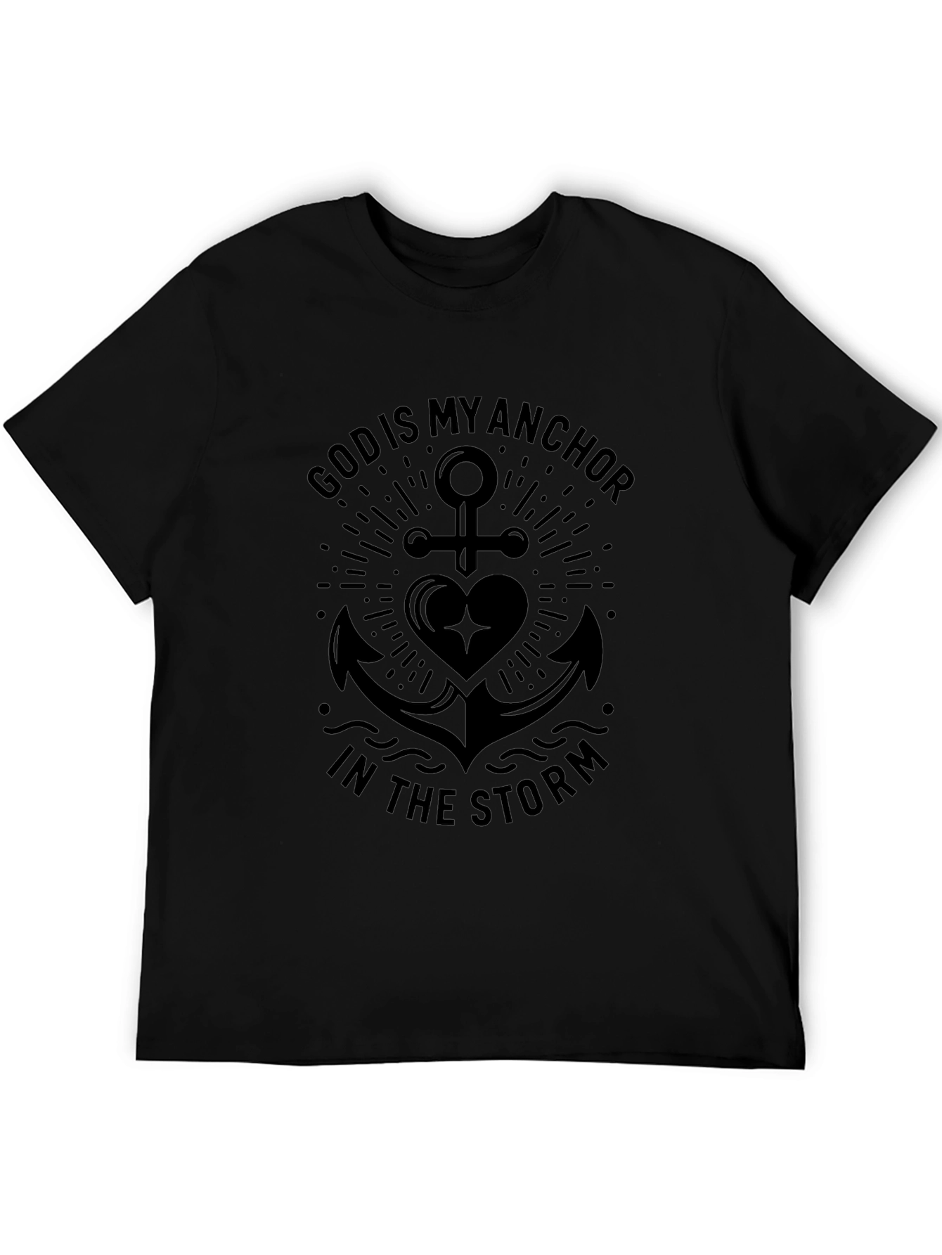 God is My Anchor Graphic Tee - Black