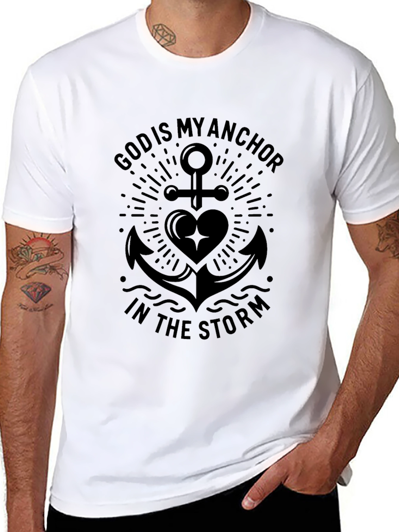 God is My Anchor Graphic Tee - Black