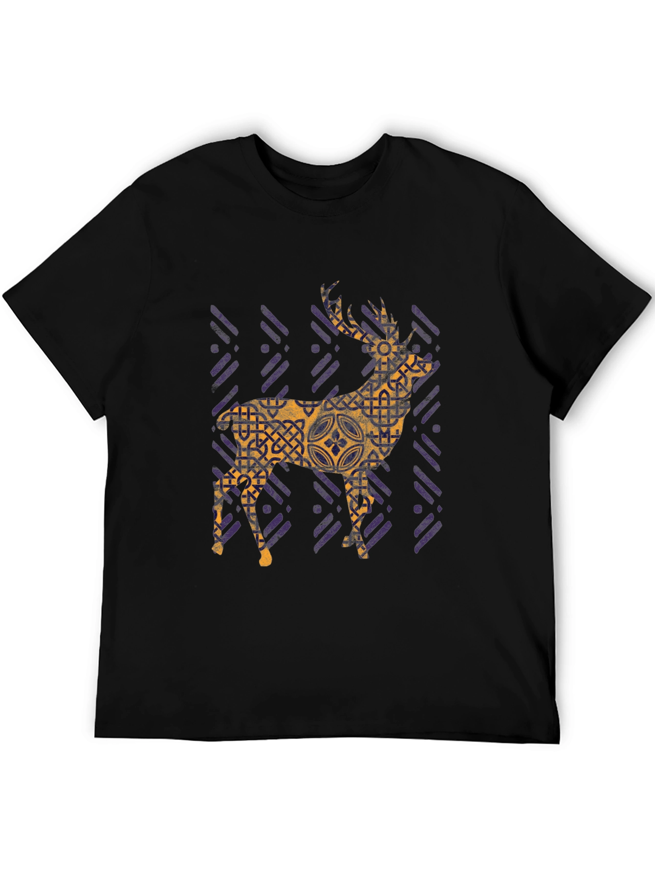 Stylish Deer Graphic Tee - Black