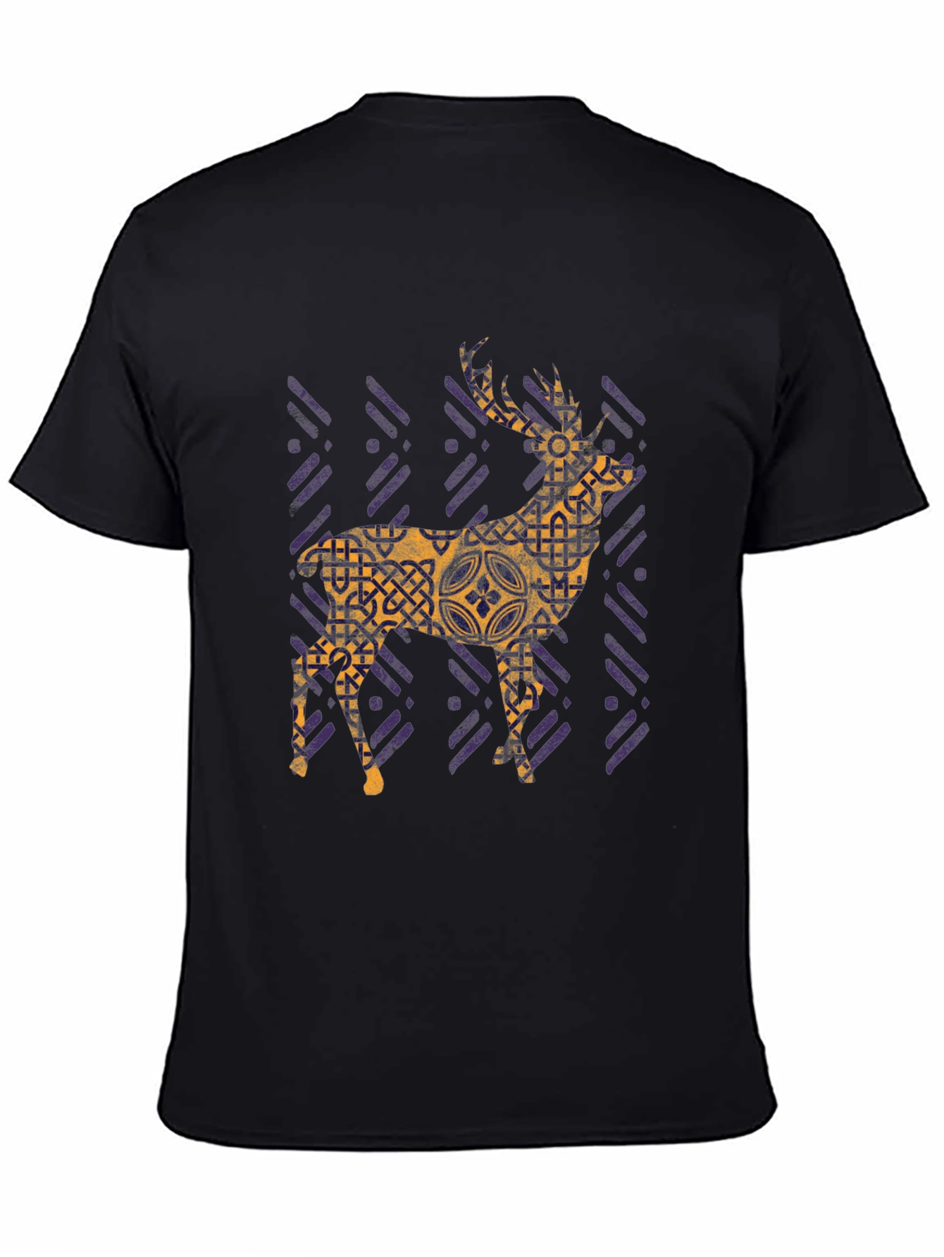 Stylish Deer Graphic Tee - Black