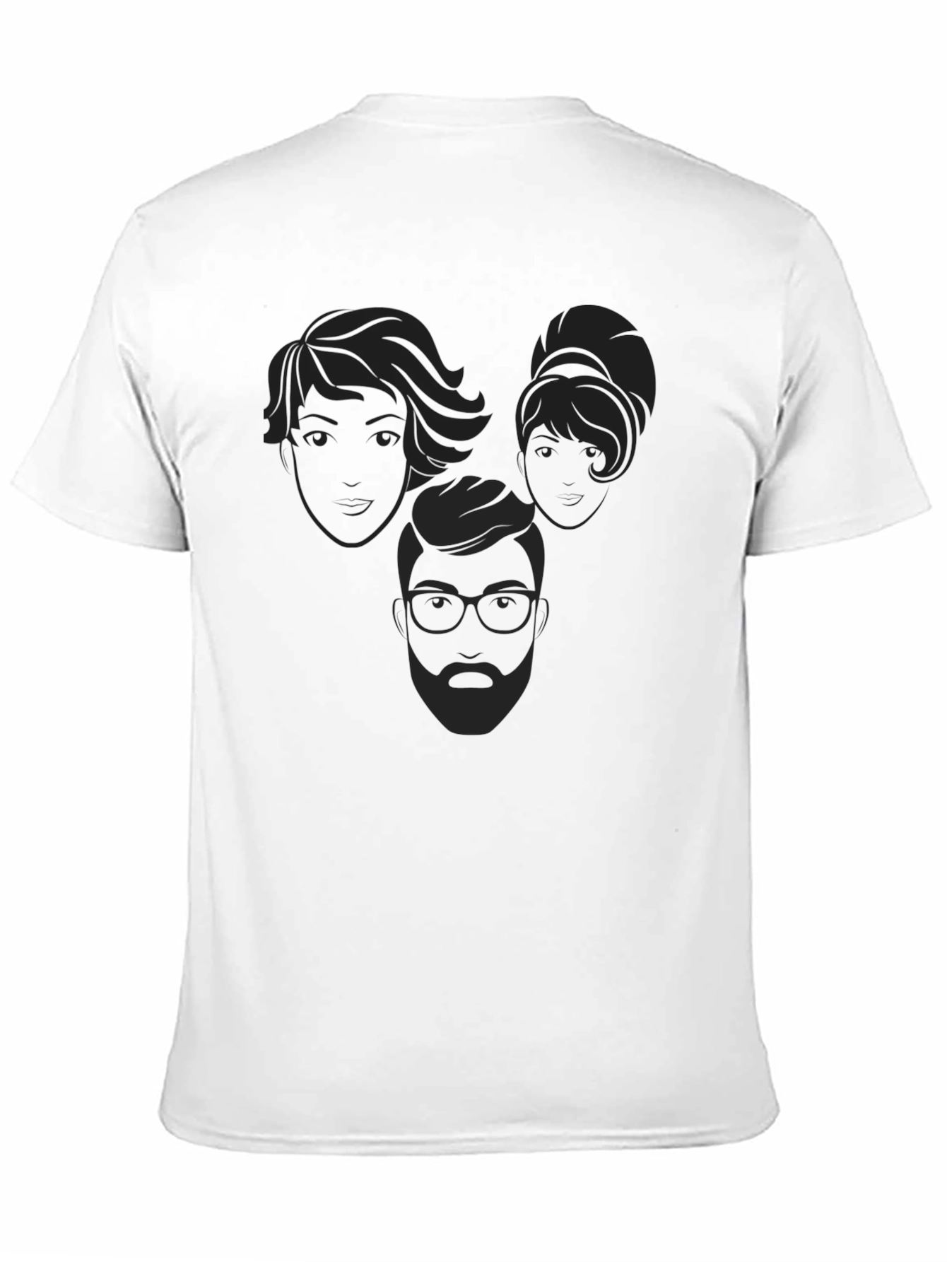Abstract Faces Graphic Tee - Casual Black T-Shirt