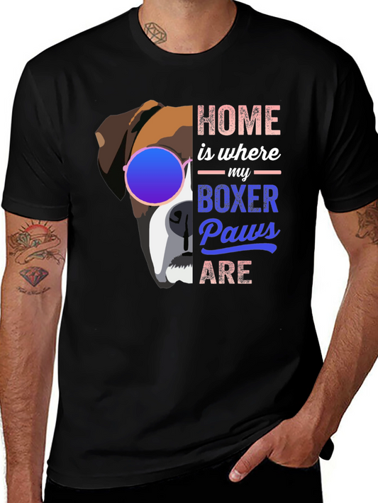 Boxer Dog Paws Graphic Tee - Home is Where My Boxer is T-Shirt