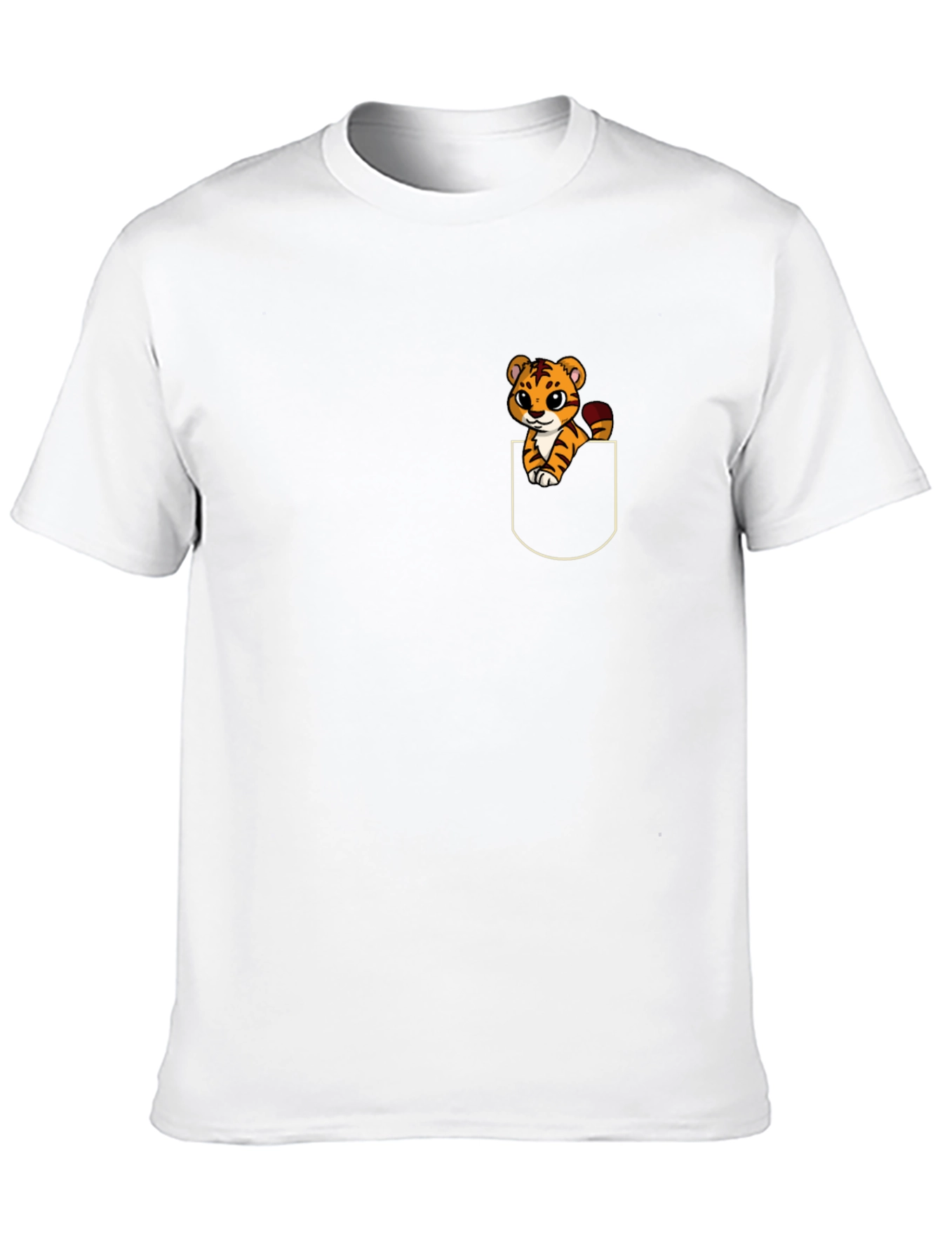 Cute Tiger Pocket T-Shirt - Fun Animal Graphic Tee