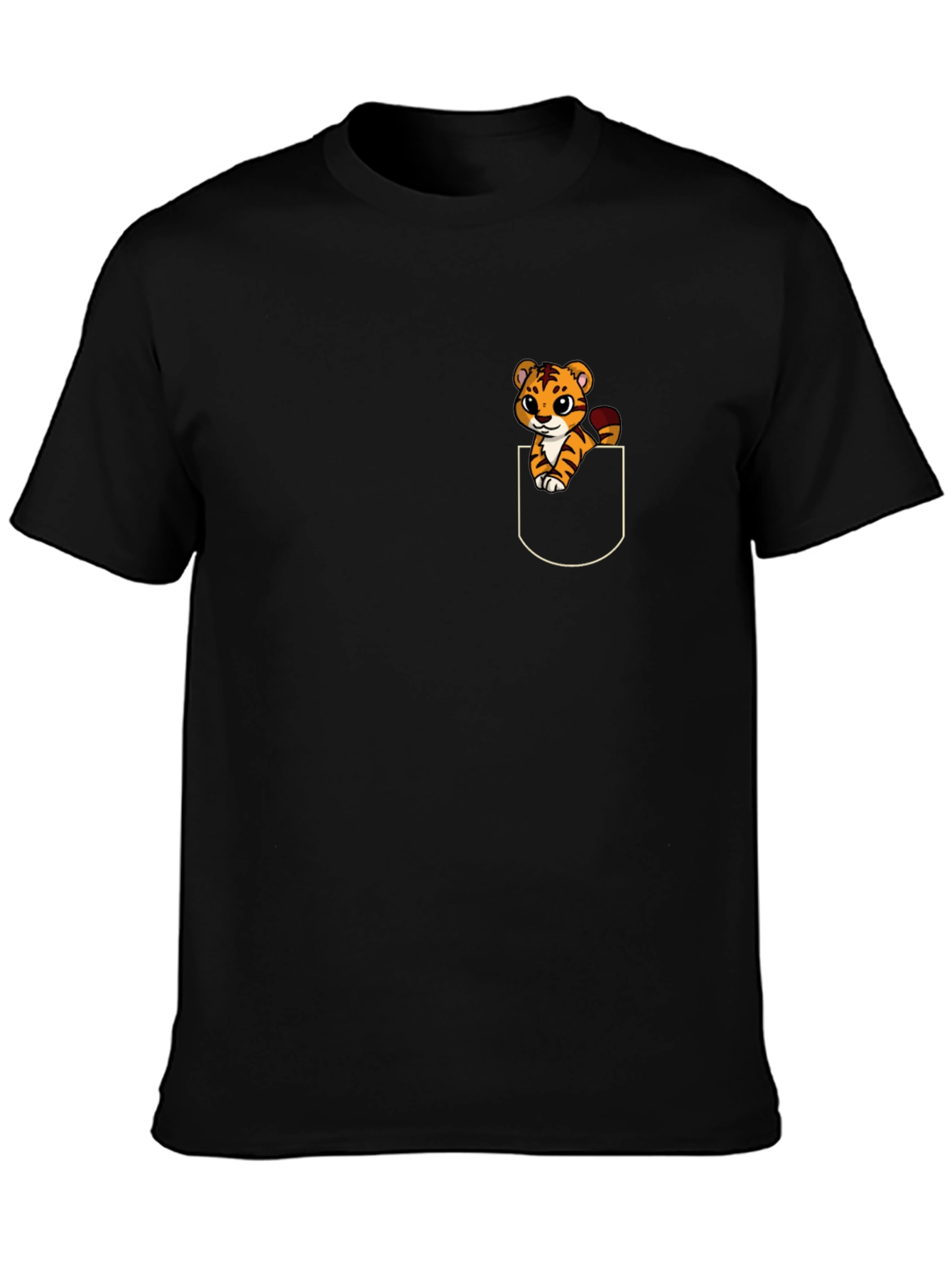 Cute Tiger Pocket T-Shirt - Fun Animal Graphic Tee