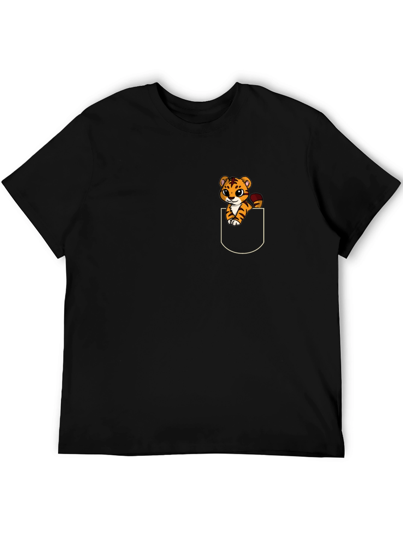 Cute Tiger Pocket T-Shirt - Fun Animal Graphic Tee