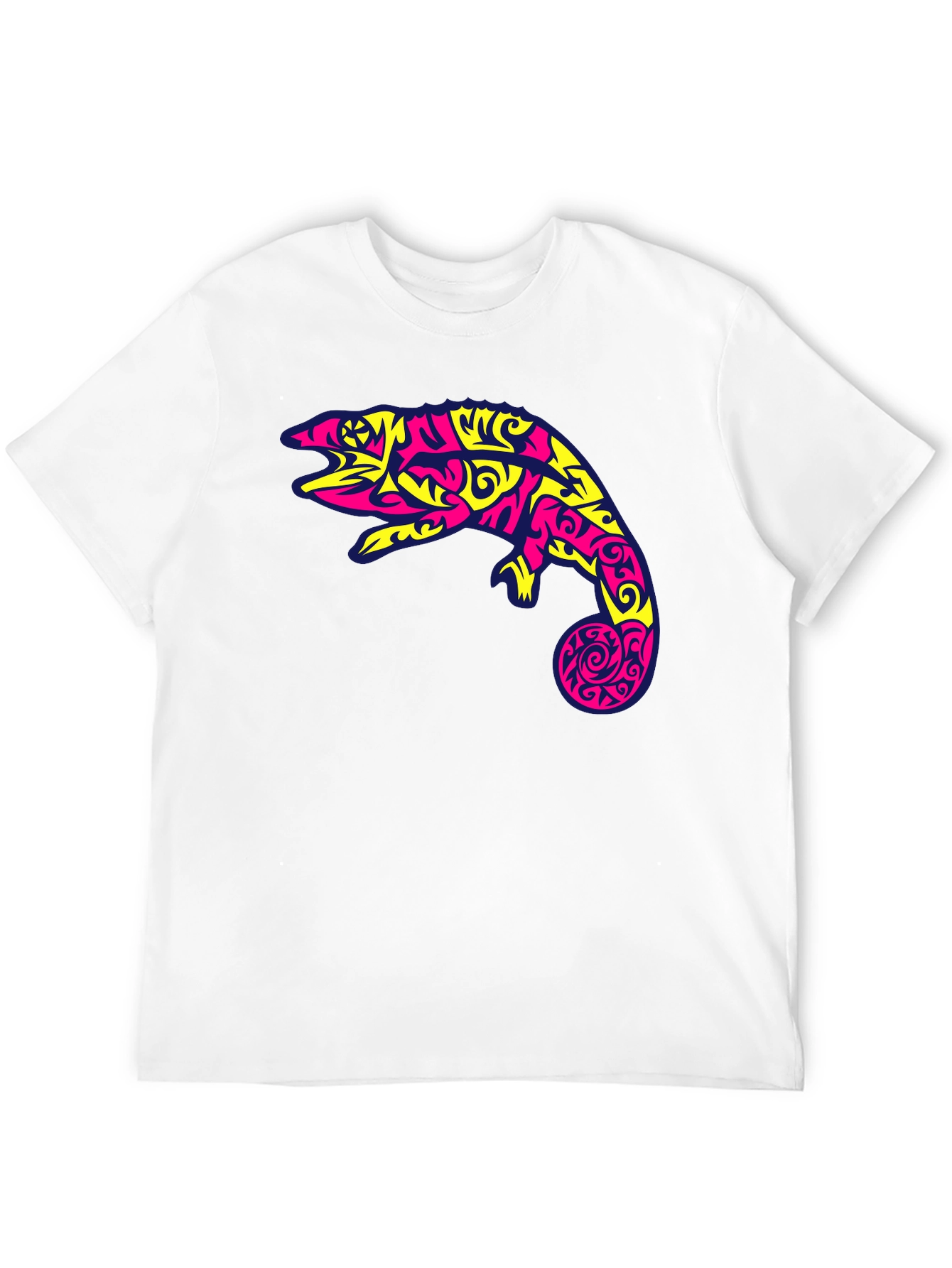 Black T-Shirt with Abstract Chameleon Graphic