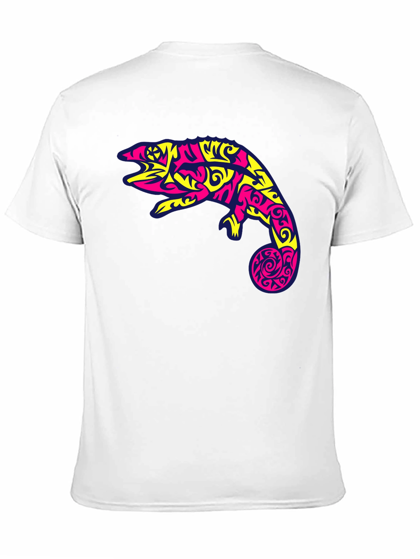 Black T-Shirt with Abstract Chameleon Graphic
