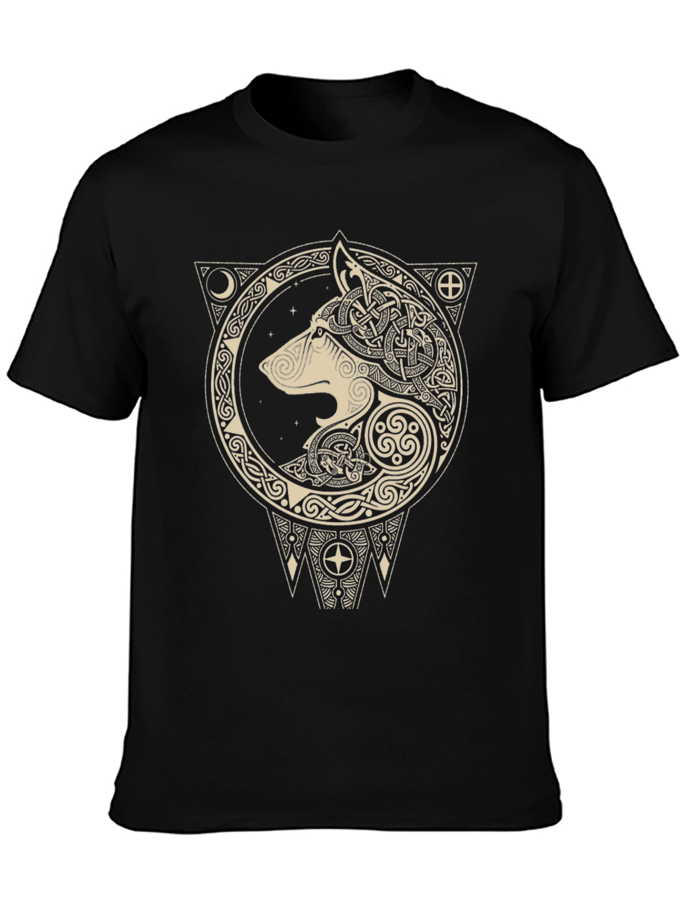 Celtic Wolf Graphic Tee - Black
