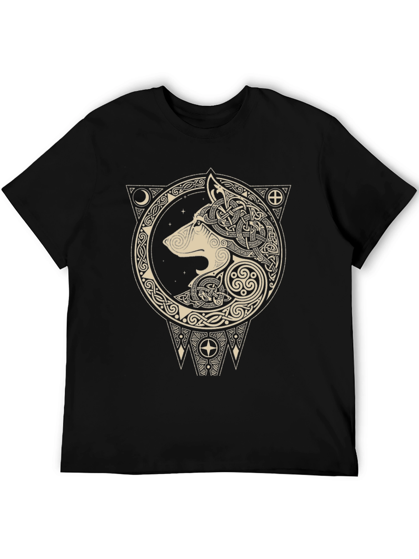 Celtic Wolf Graphic Tee - Black