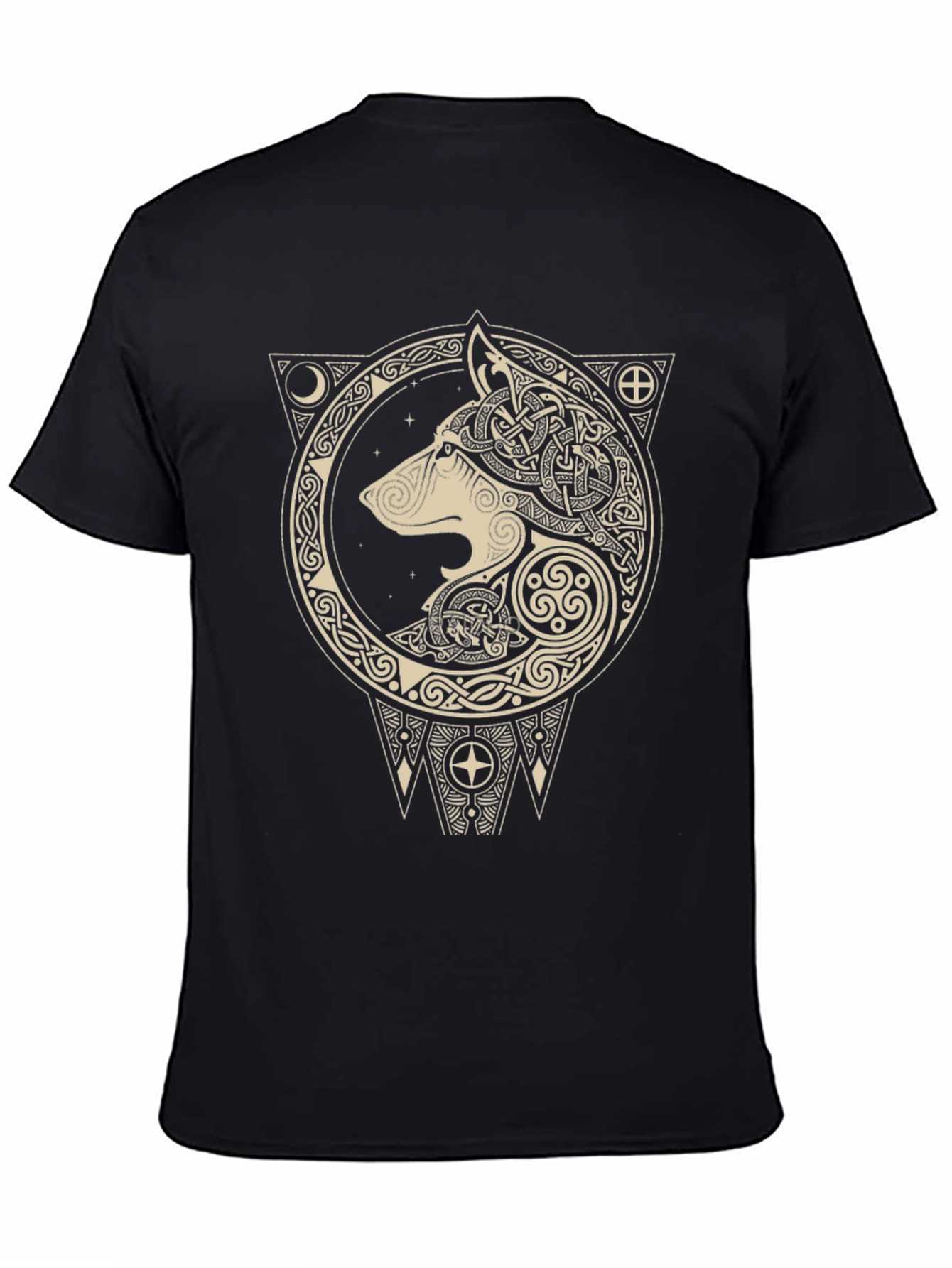 Celtic Wolf Graphic Tee - Black