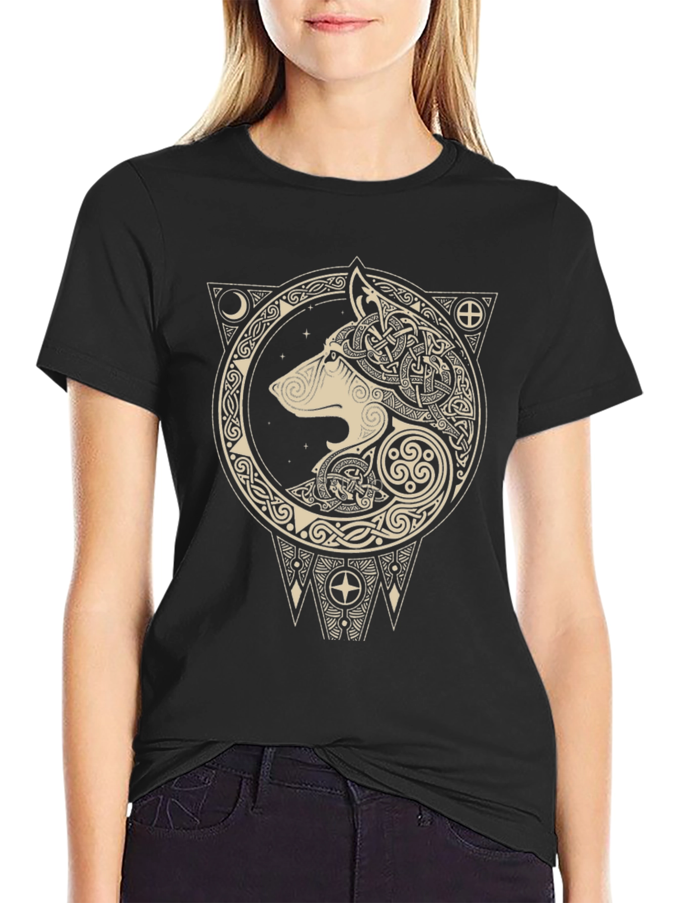 Celtic Wolf Graphic Tee - Black