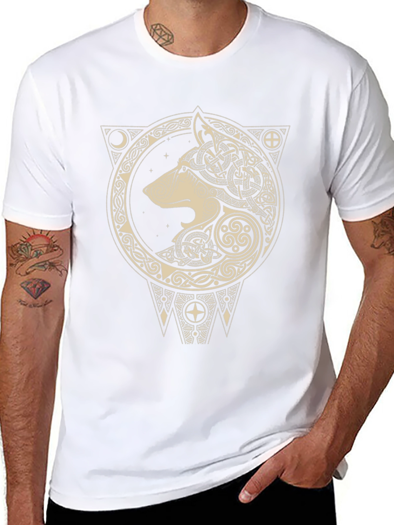 Celtic Wolf Graphic Tee - Black