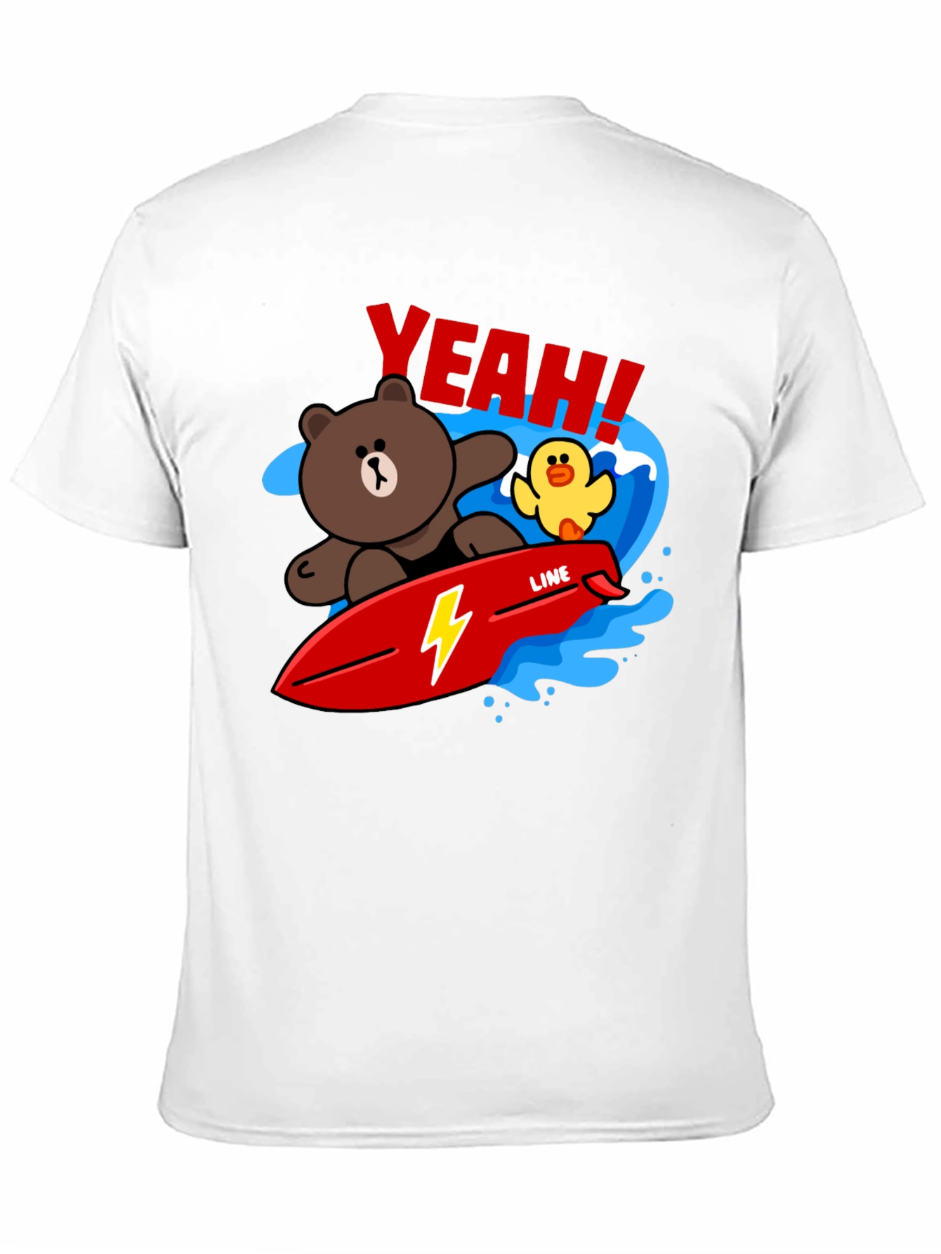 Cartoon Bear Surfing Graphic T-Shirt