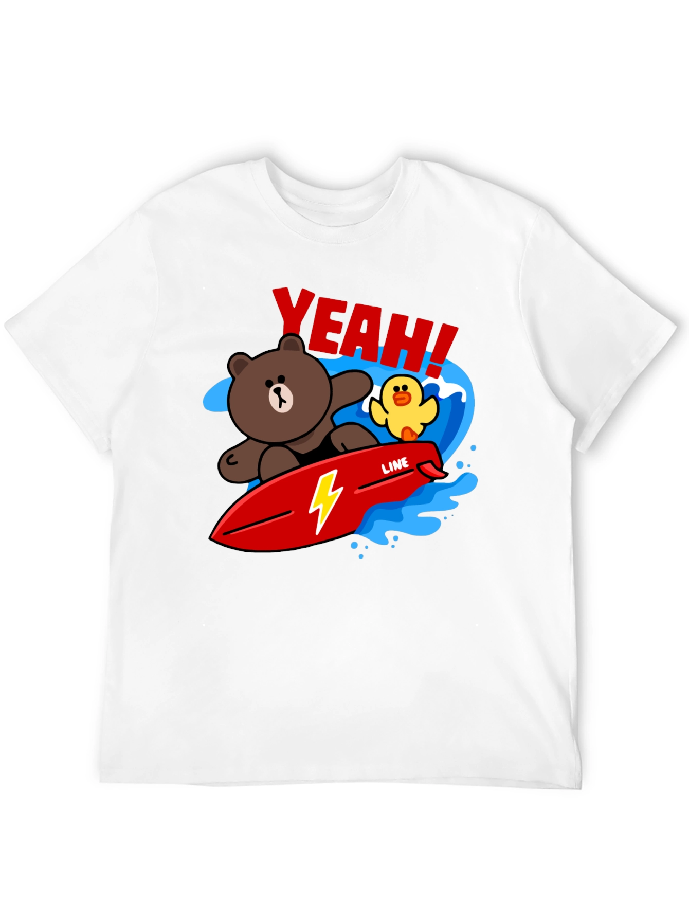 Cartoon Bear Surfing Graphic T-Shirt