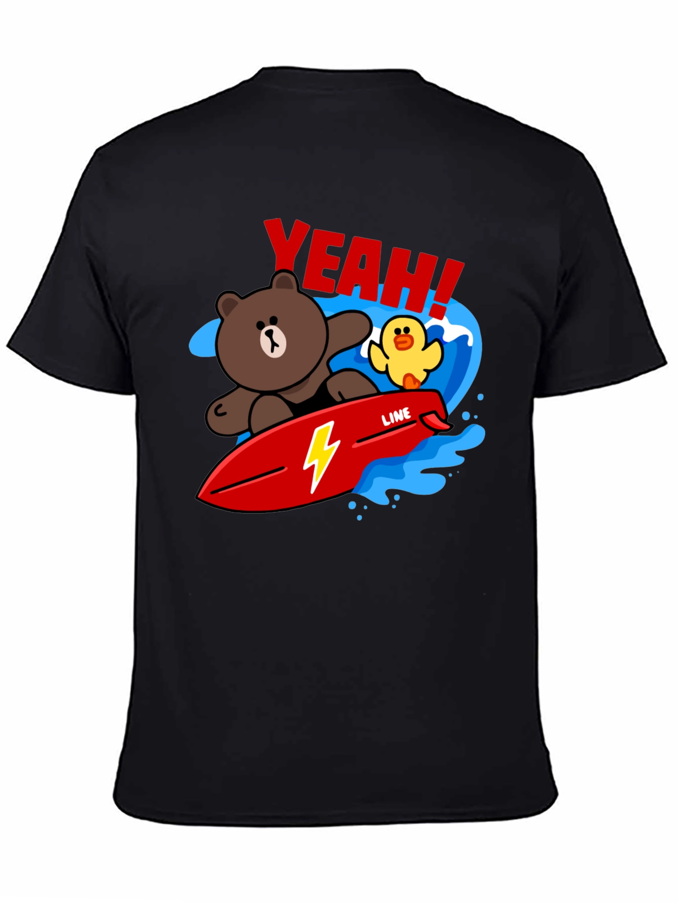 Cartoon Bear Surfing Graphic T-Shirt