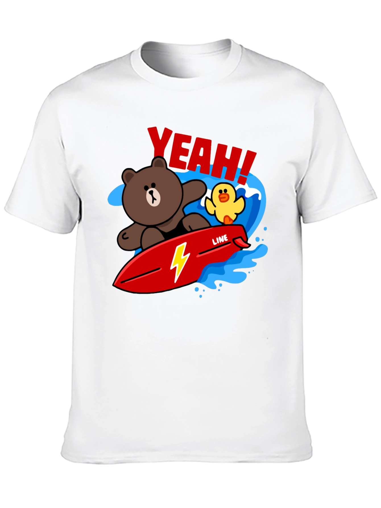 Cartoon Bear Surfing Graphic T-Shirt