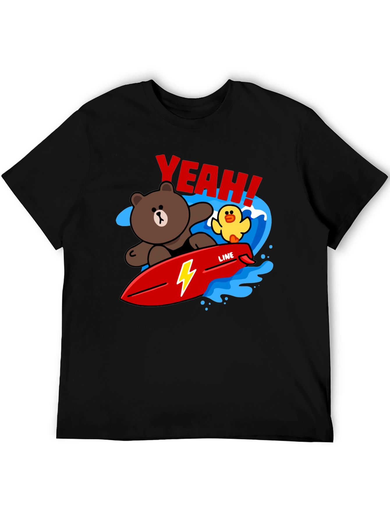 Cartoon Bear Surfing Graphic T-Shirt