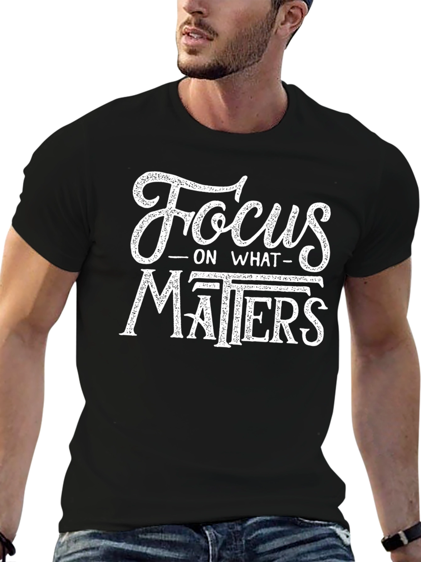 Focus on What Matters T-Shirt - Black Cotton Tee