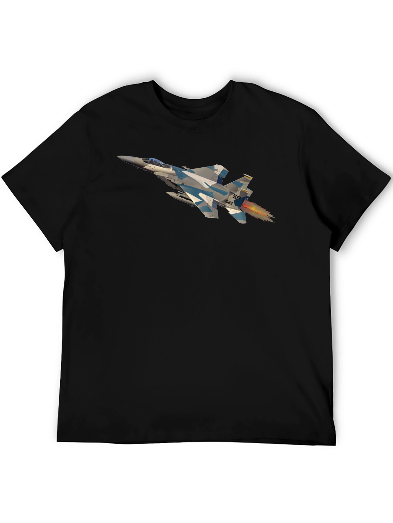 Jet Fighter Graphic Tee - Black Crew Neck