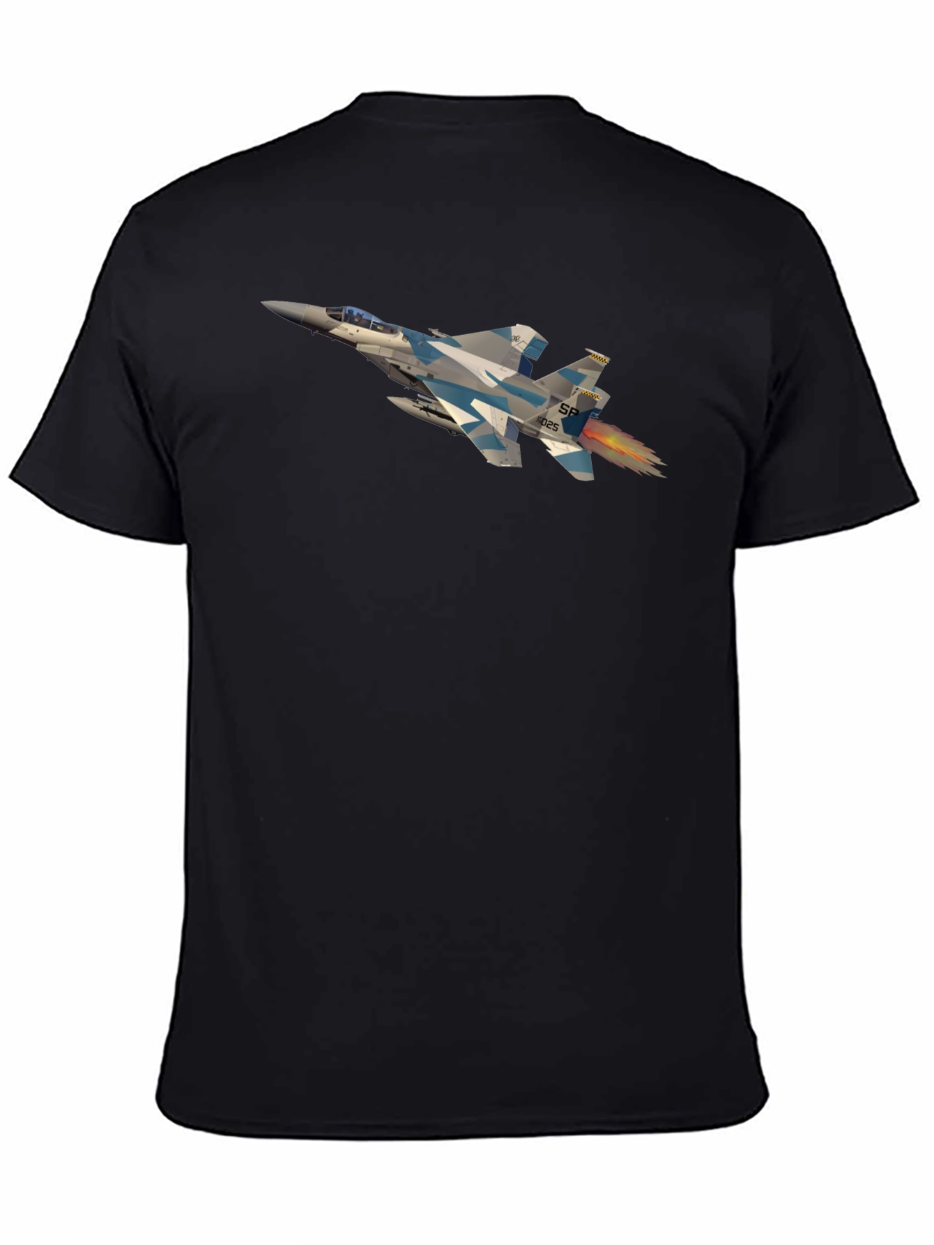 Jet Fighter Graphic Tee - Black Crew Neck
