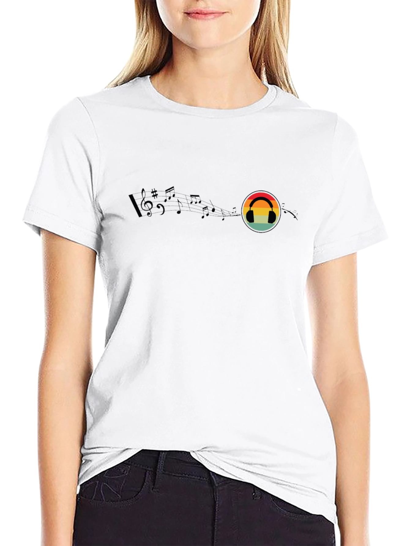 Music Lover Retro Headphone Tee