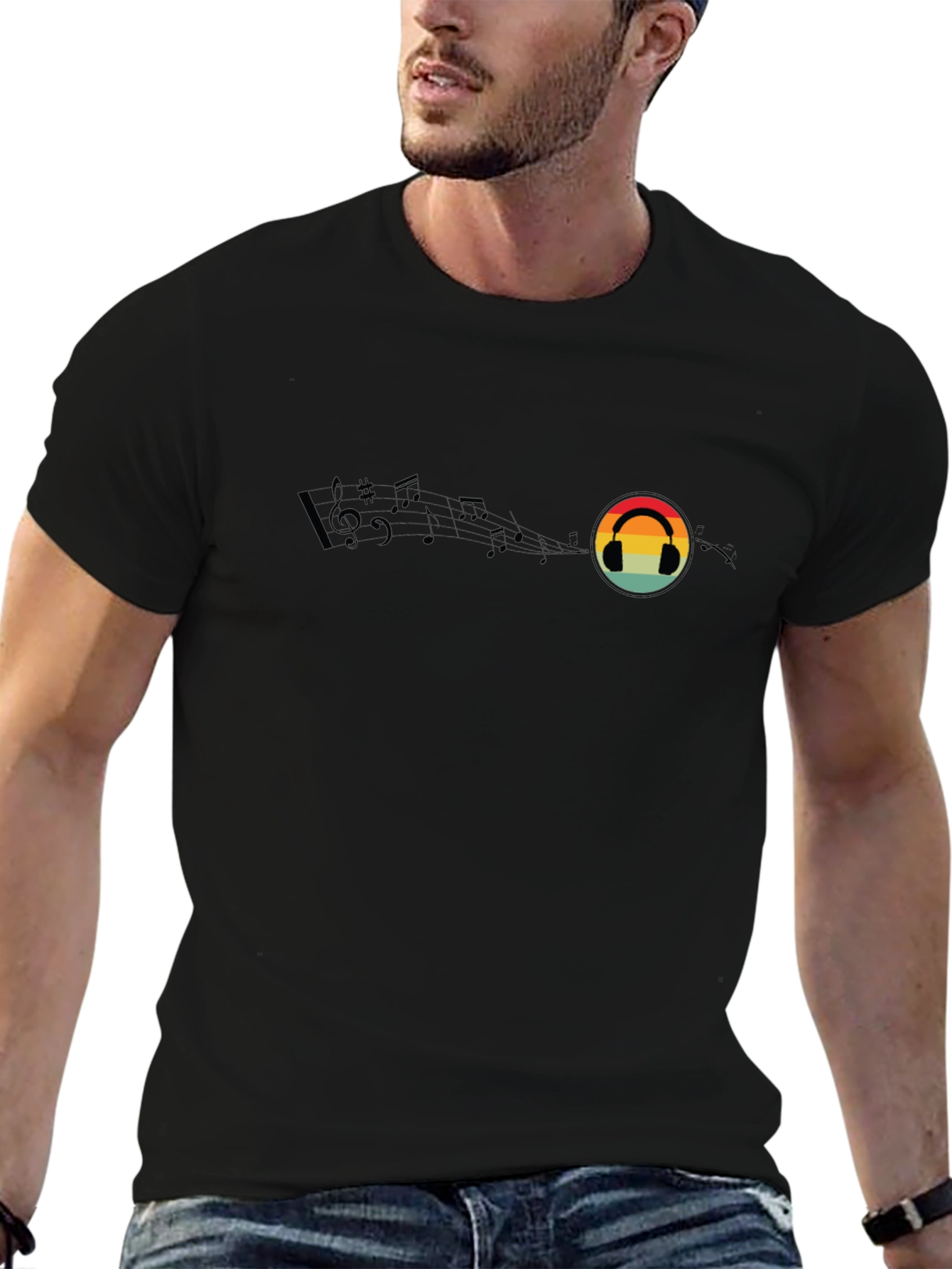 Music Lover Retro Headphone Tee