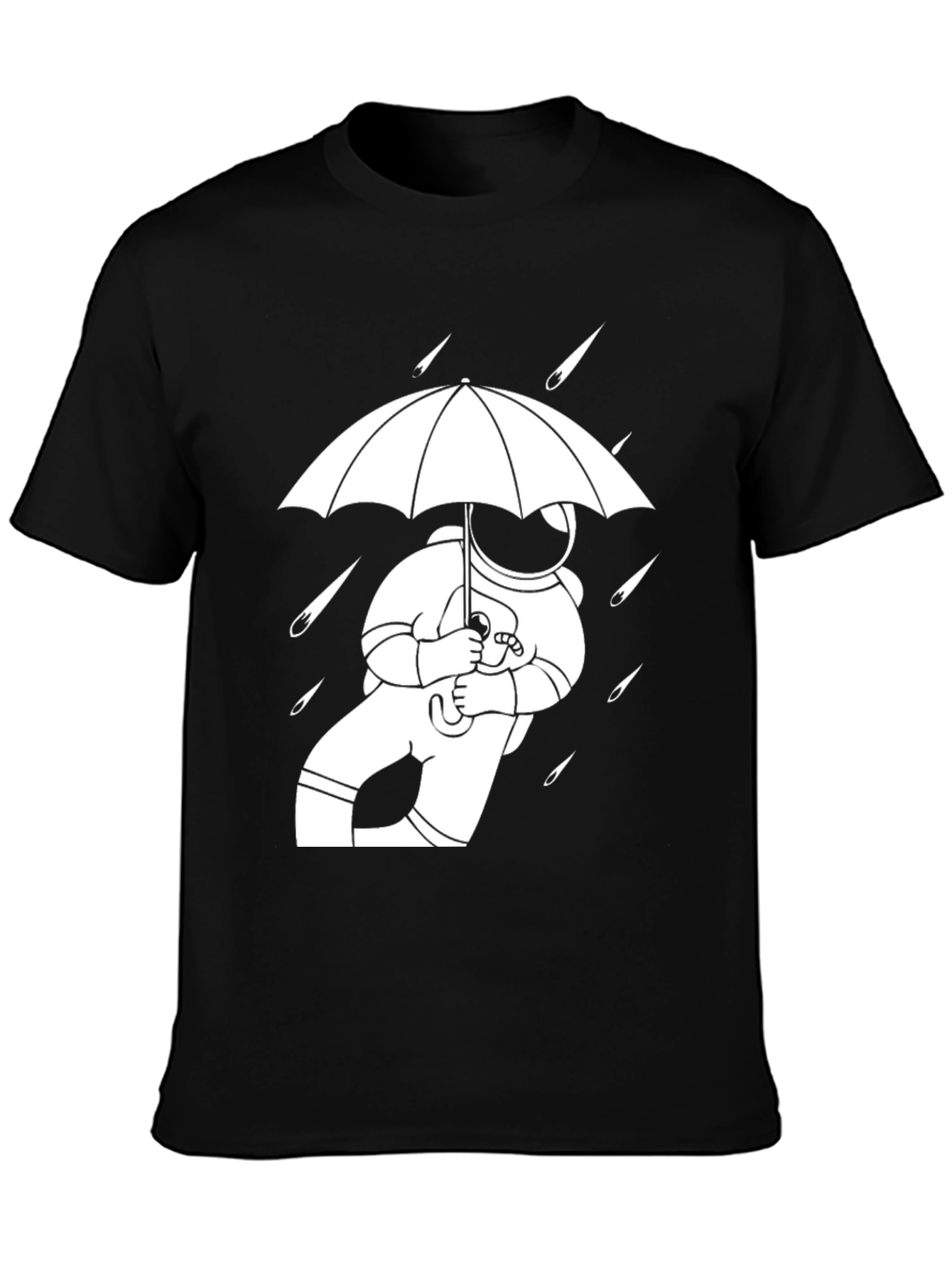 Astronaut Umbrella Graphic Tee - Black