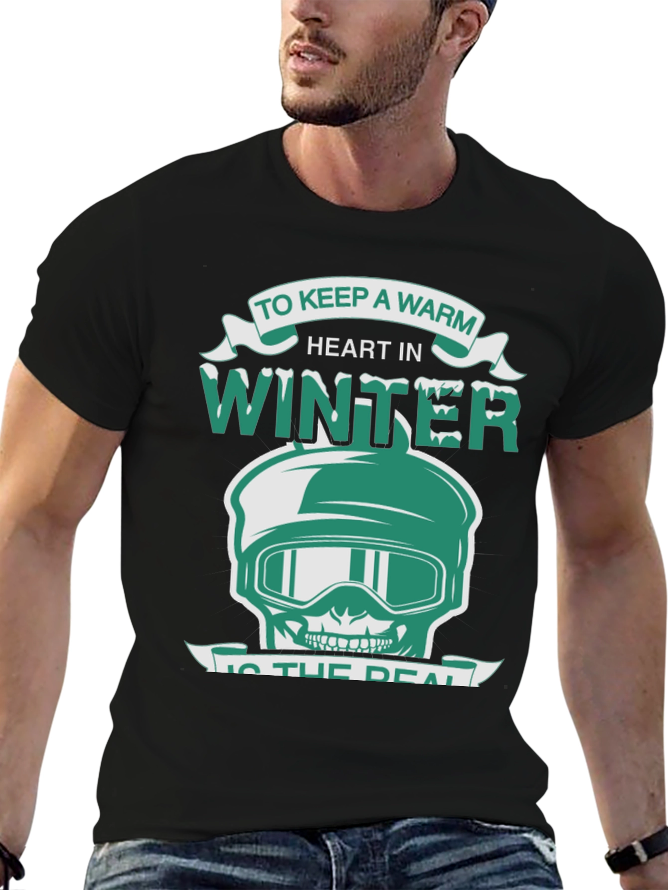Winter Heart Skull Graphic Tee