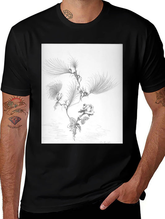 Botanical Sketch Graphic Tee - Black Cotton