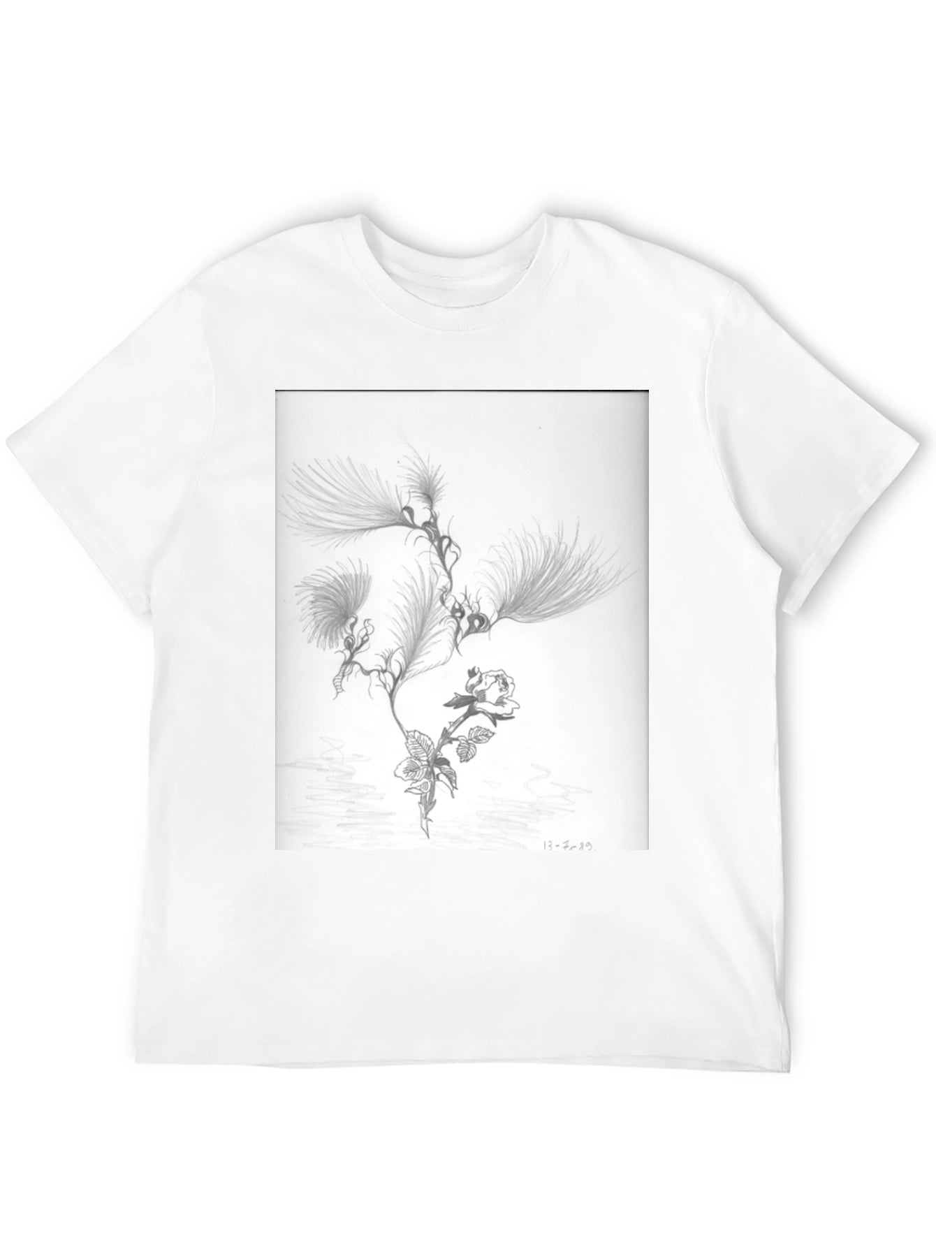 Botanical Sketch Graphic Tee - Black Cotton