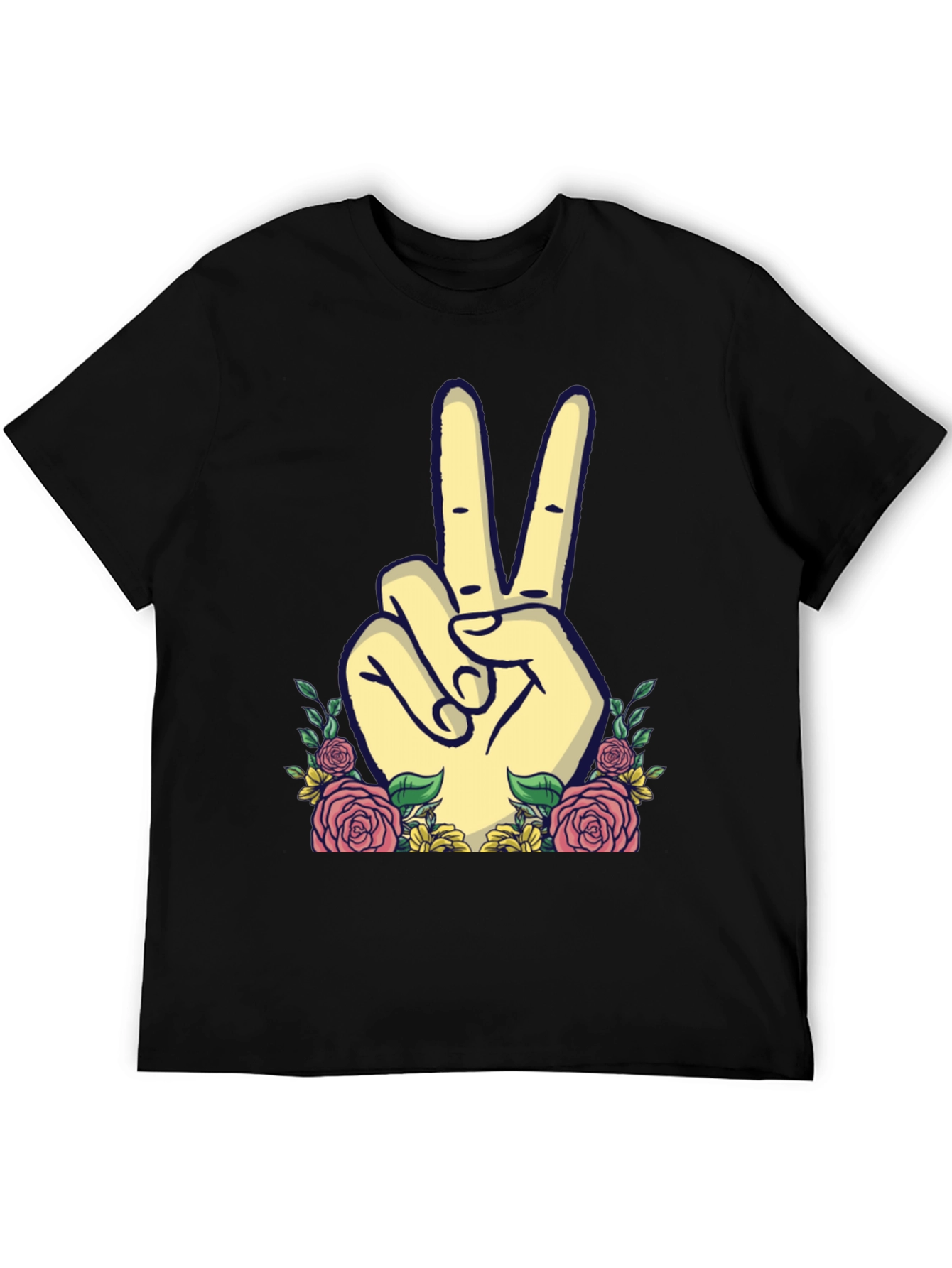 Peace Sign Floral Graphic T-Shirt
