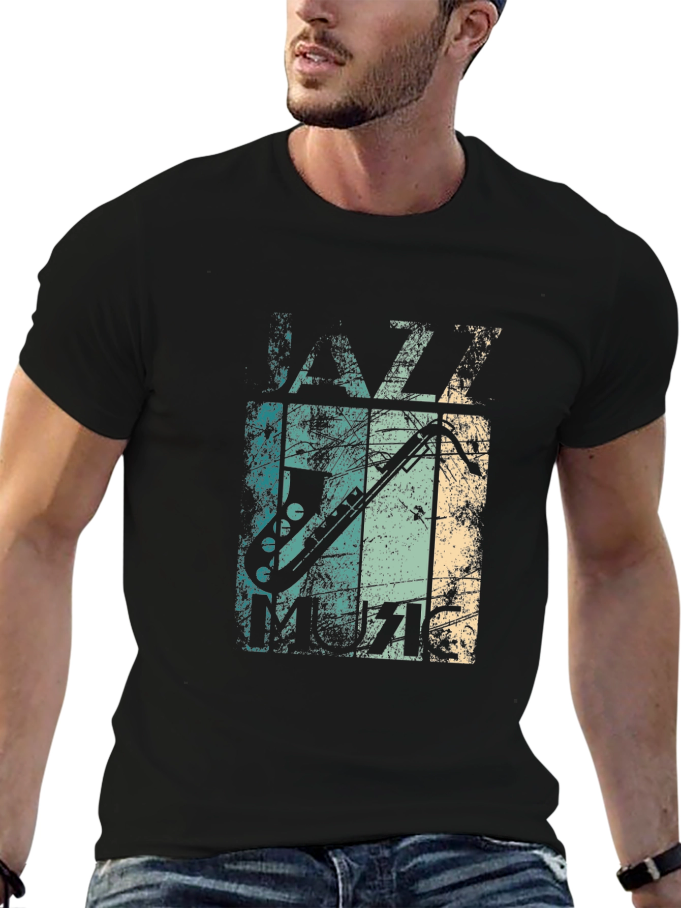 Jazz Music Graphic Tee - Mens Black T-Shirt
