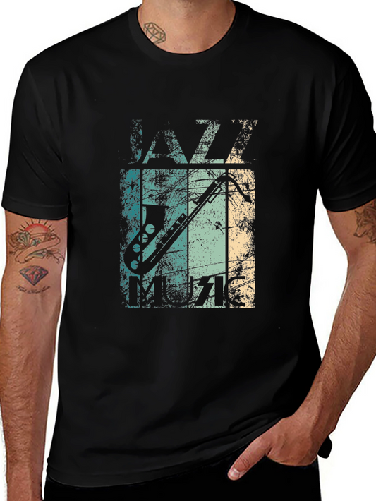 Jazz Music Graphic Tee - Mens Black T-Shirt