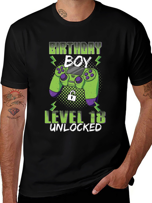 Birthday Boy Level 18 Unlocked Gaming T-Shirt