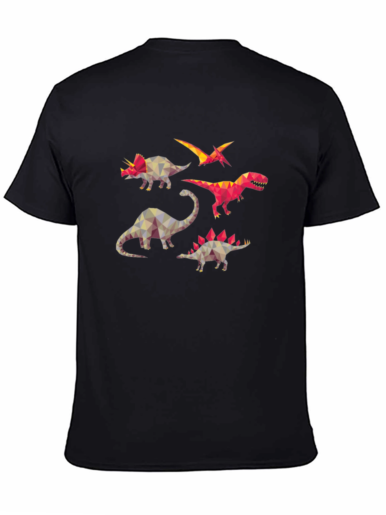 Geometric Dinosaur Print Black T-Shirt