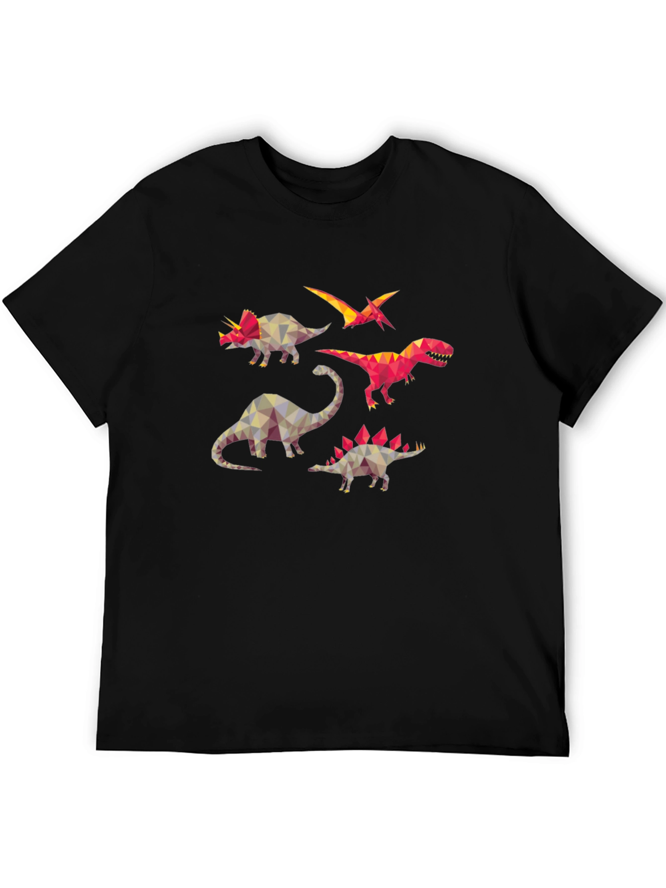 Geometric Dinosaur Print Black T-Shirt