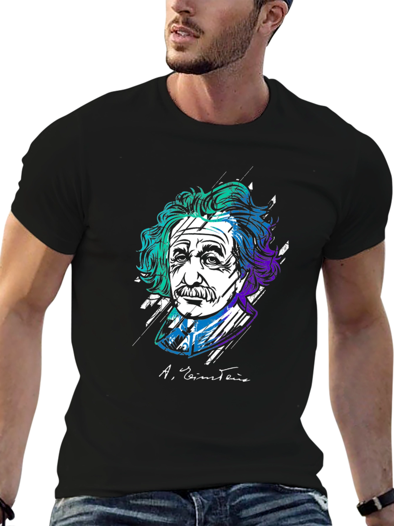 Einstein Graphic Print Black T-Shirt