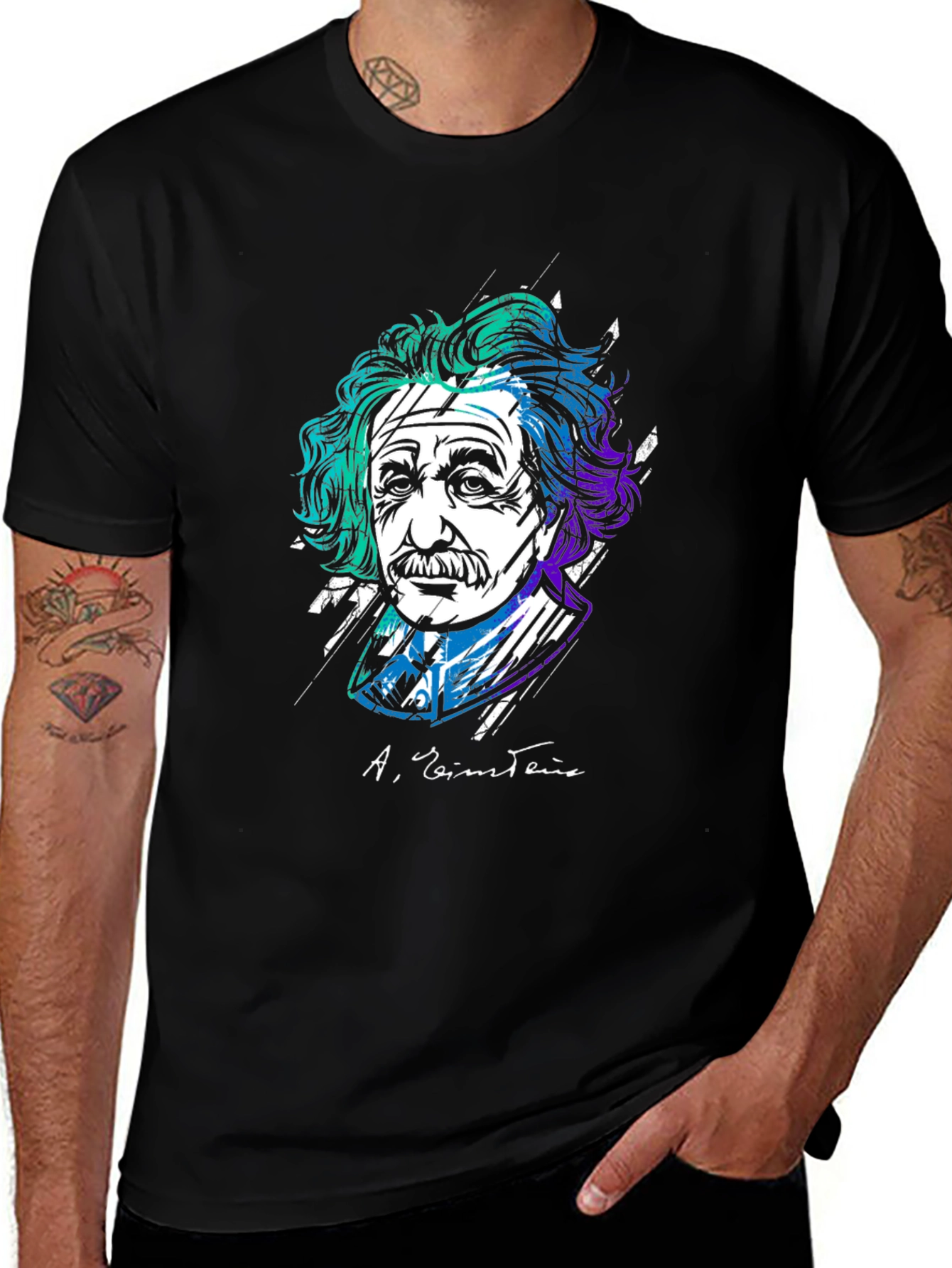 Einstein Graphic Print Black T-Shirt