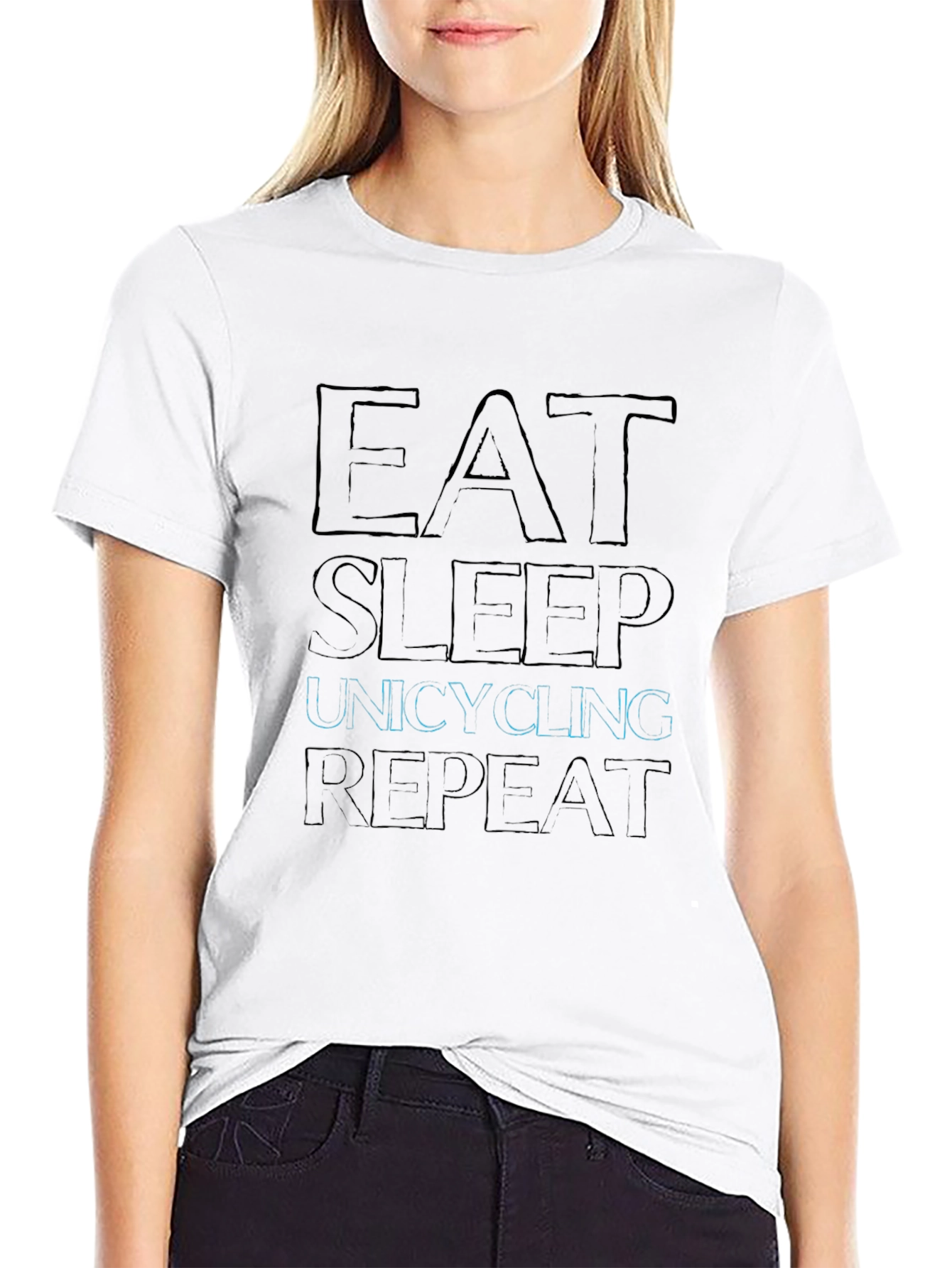 Eat Sleep Unicycling Repeat Black T-Shirt